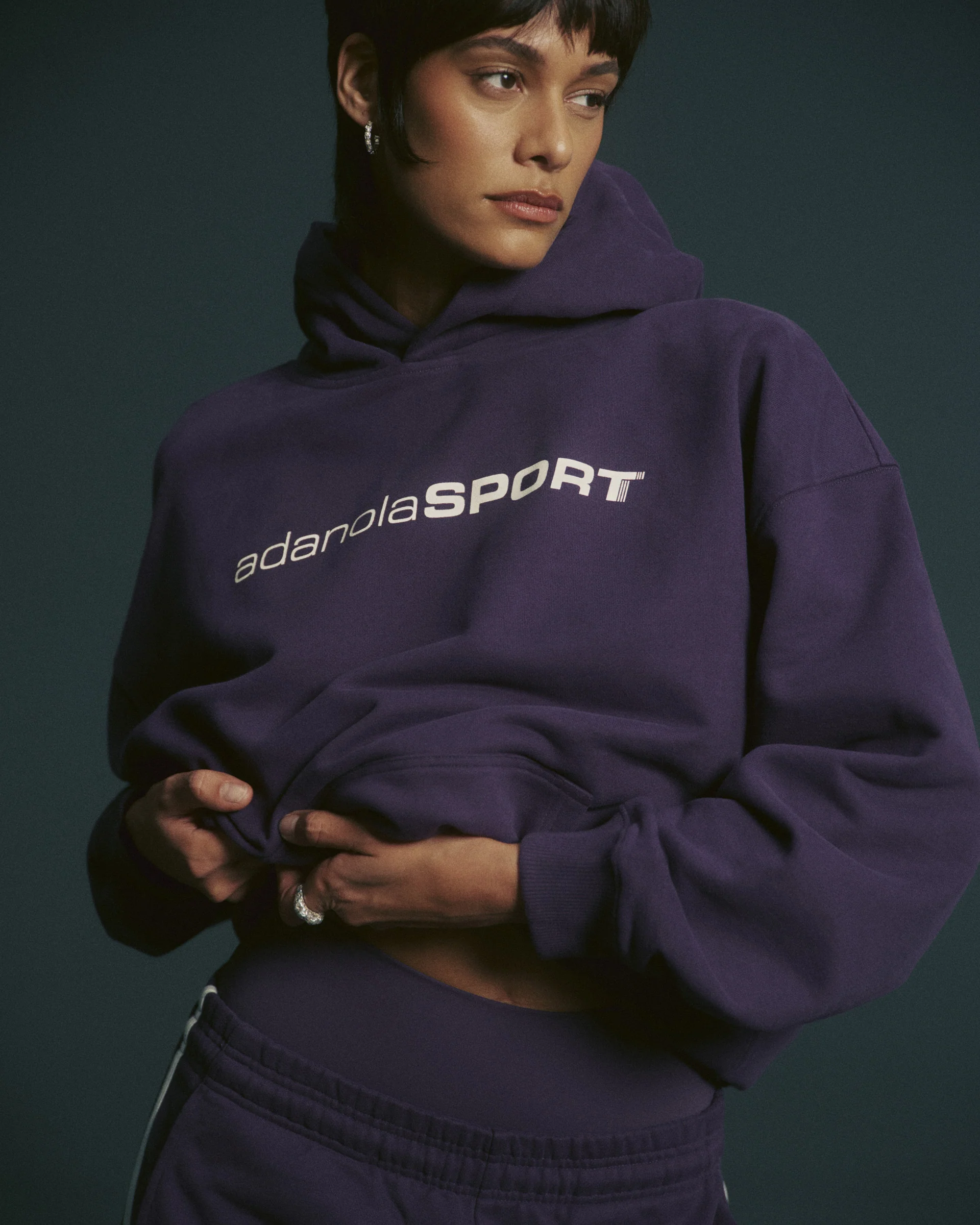 90s Sport Oversized Hoodie - Dark Plum - Image 5