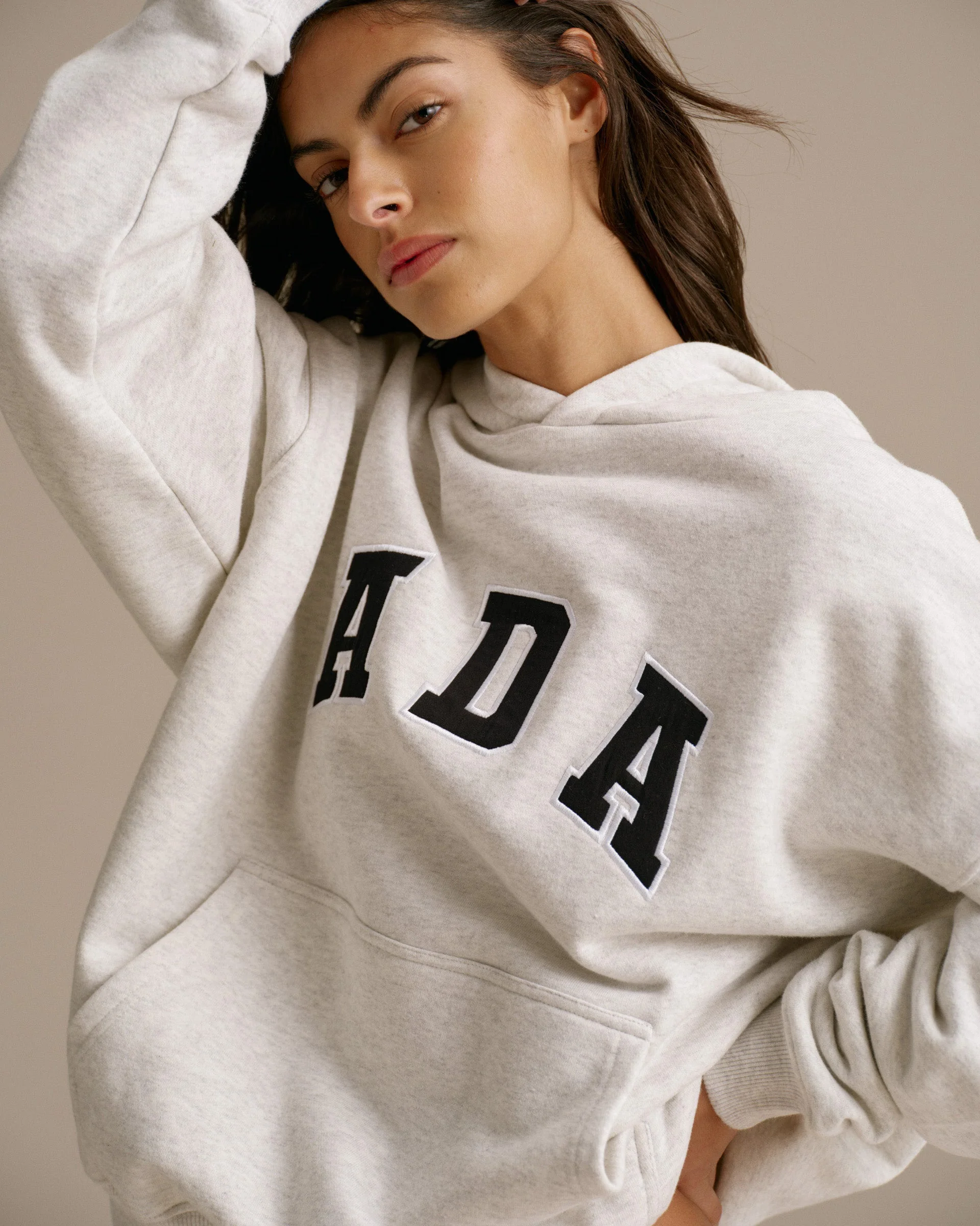 ADA Oversized Hoodie - Light Grey Melange - Image 3
