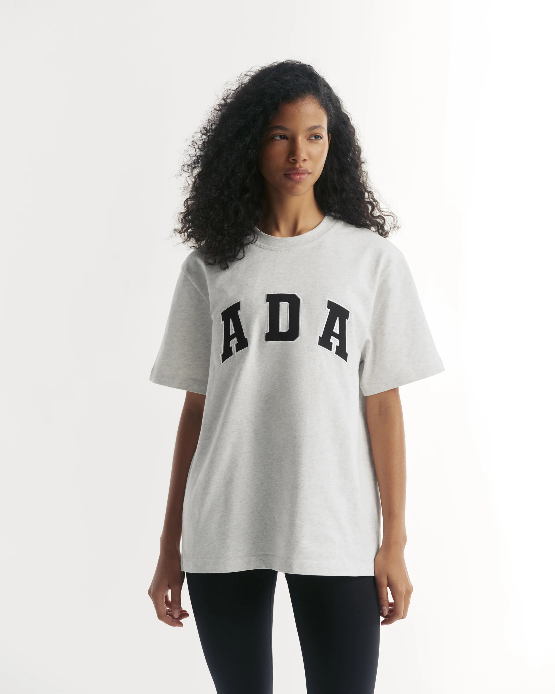 ADA Short Sleeve Oversized T-shirt - Light Grey Melange - Image 3