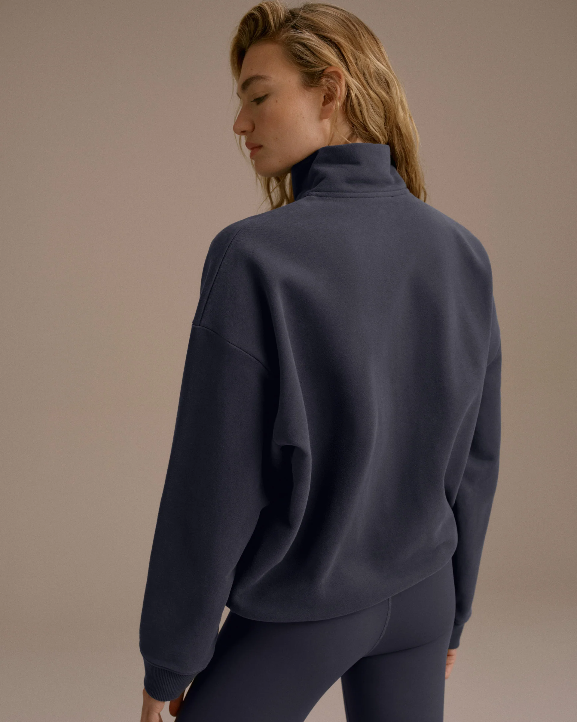 AS Bold Oversized Full Zip Funnel Neck Sweatshirt - Midnight Blue/Marshmallow White - Image 2