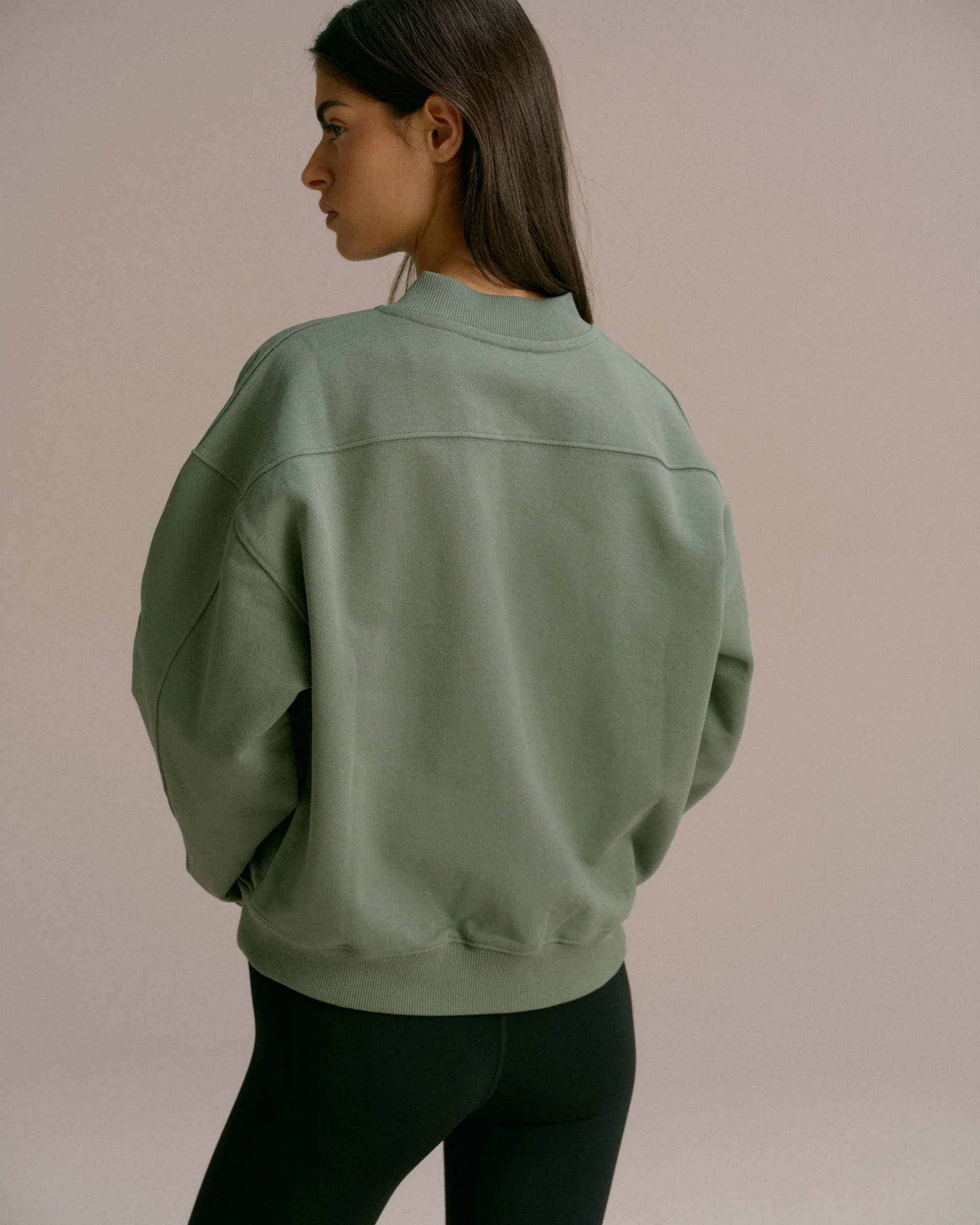 AS Bold Oversized Full Zip Sweatshirt - Eden Green/Marshmallow White - Image 2