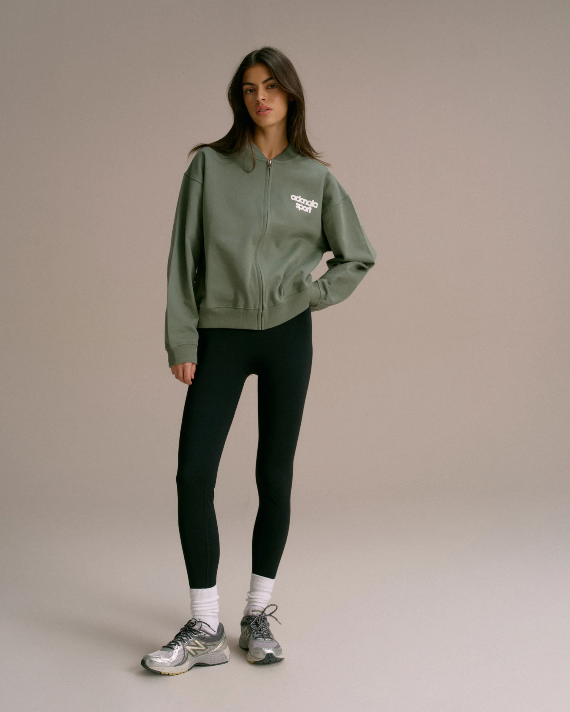 AS Bold Oversized Full Zip Sweatshirt - Eden Green/Marshmallow White - Image 4