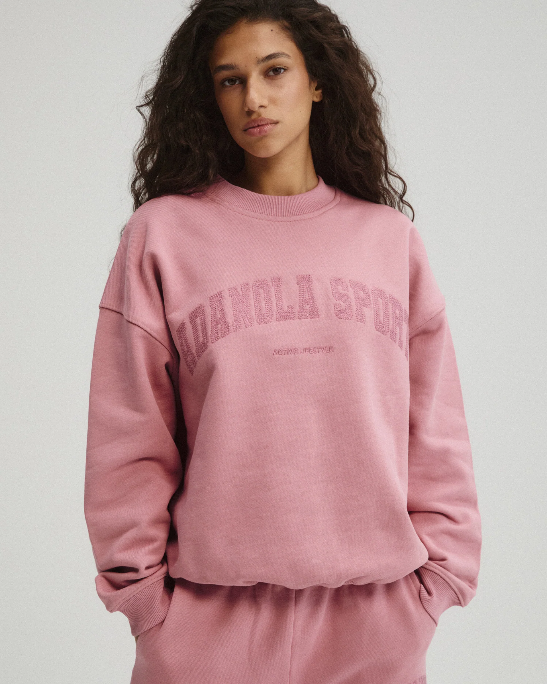 AS Chain Stitch Oversized Sweatshirt - Dusty Pink - Image 3