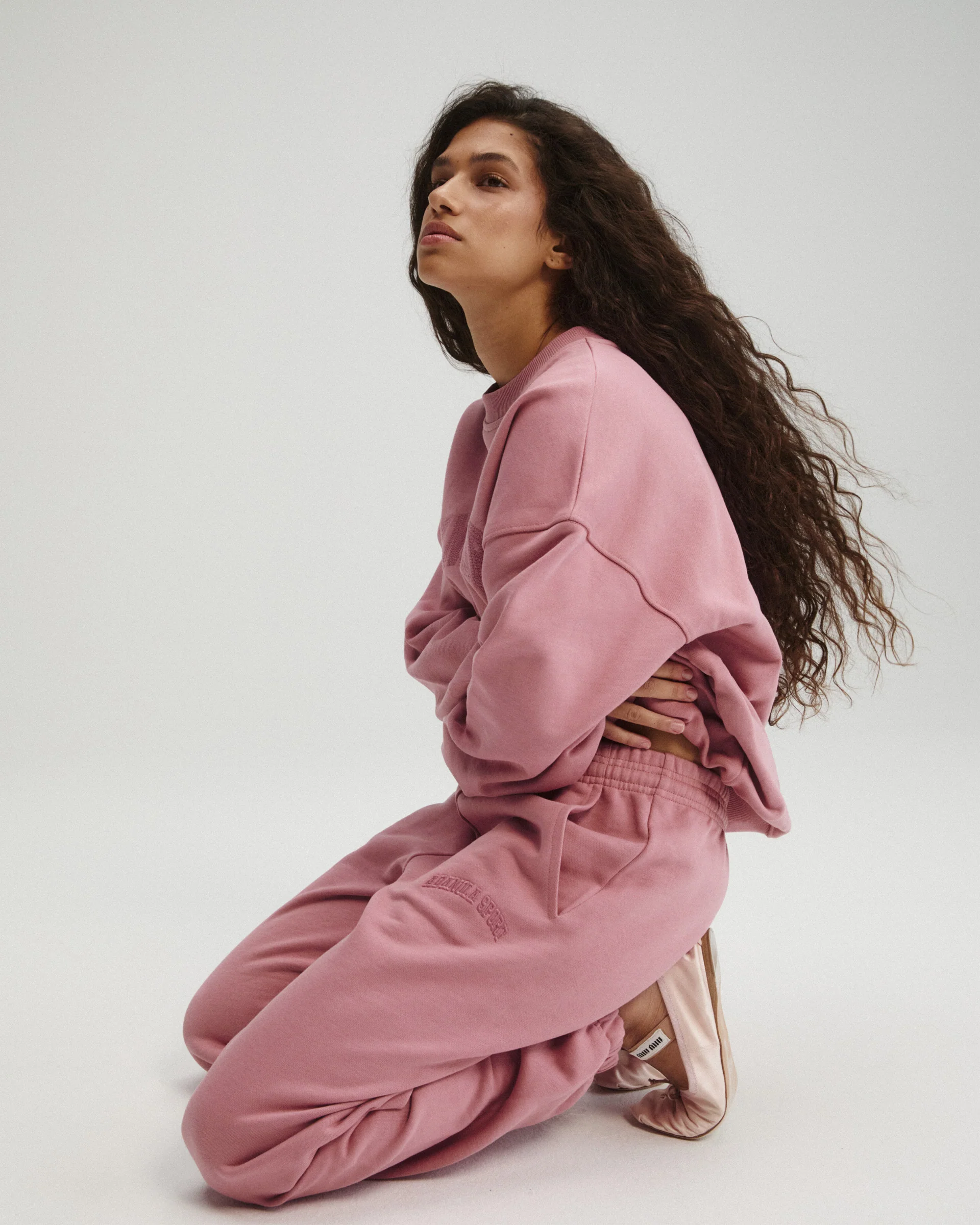 AS Chain Stitch Oversized Sweatshirt - Dusty Pink - Image 4