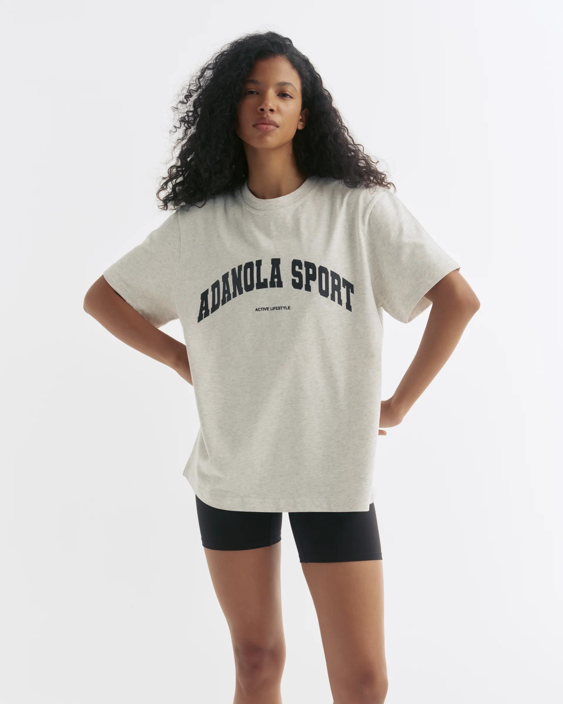 AS Short Sleeve Oversized T-shirt - Light Grey Melange/Black - Image 3