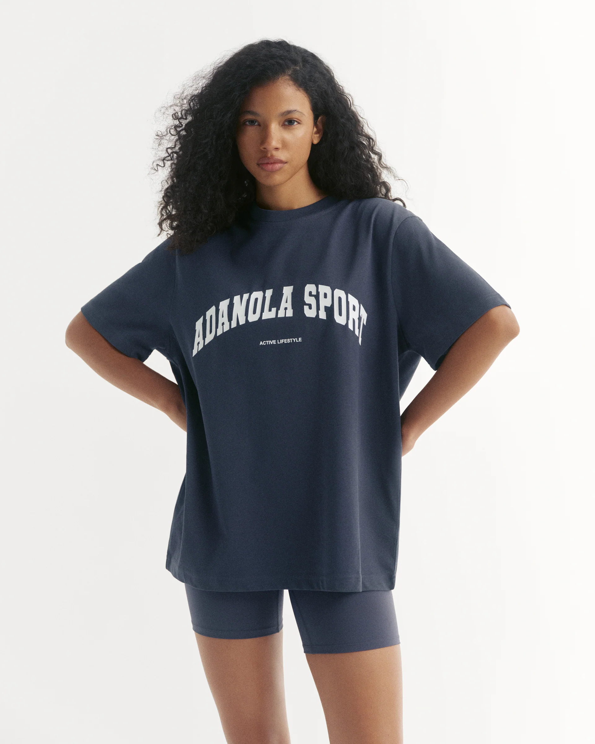 AS Short Sleeve Oversized T-shirt - Midnight Blue/White - Image 3