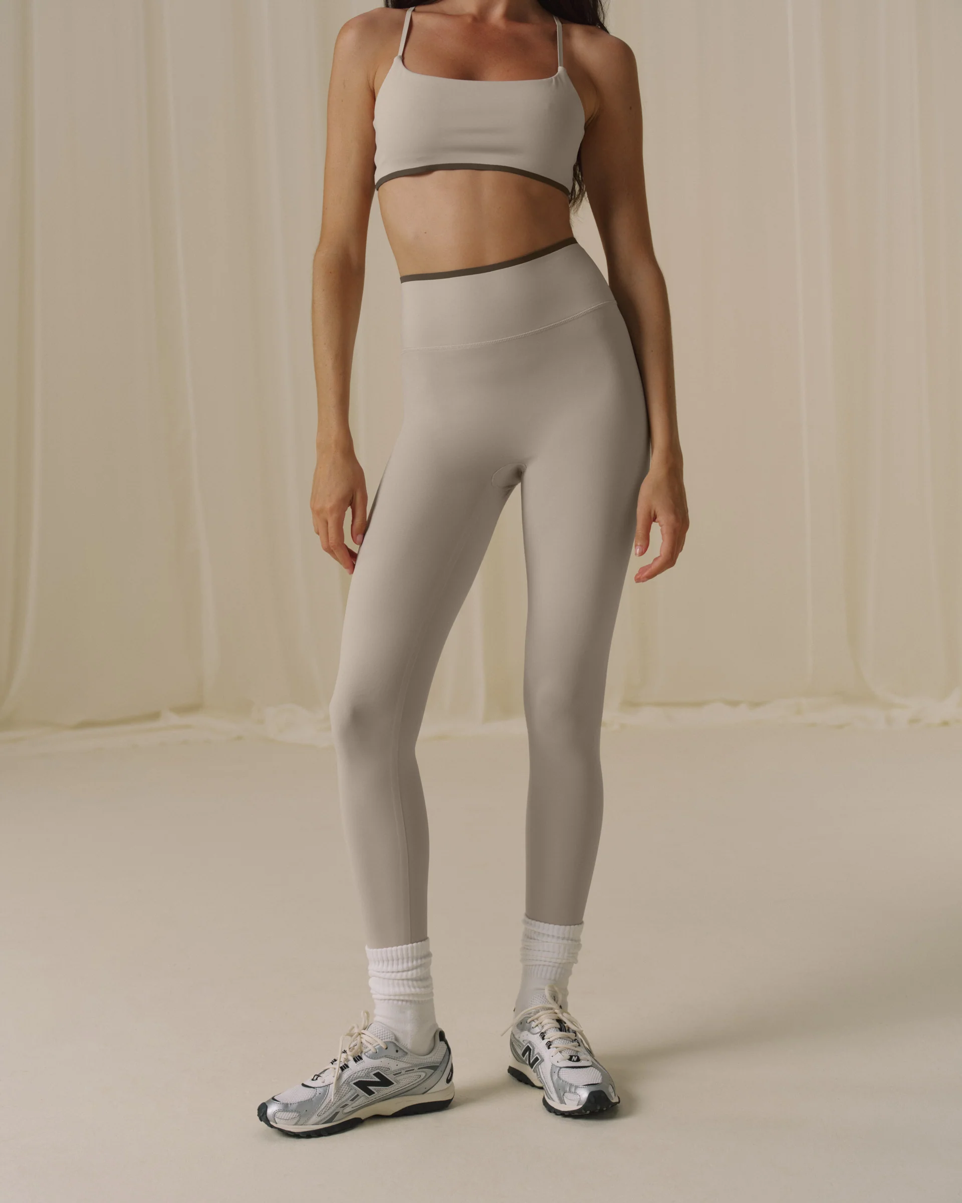 Bonded Contrast Leggings - Bone - Image 2