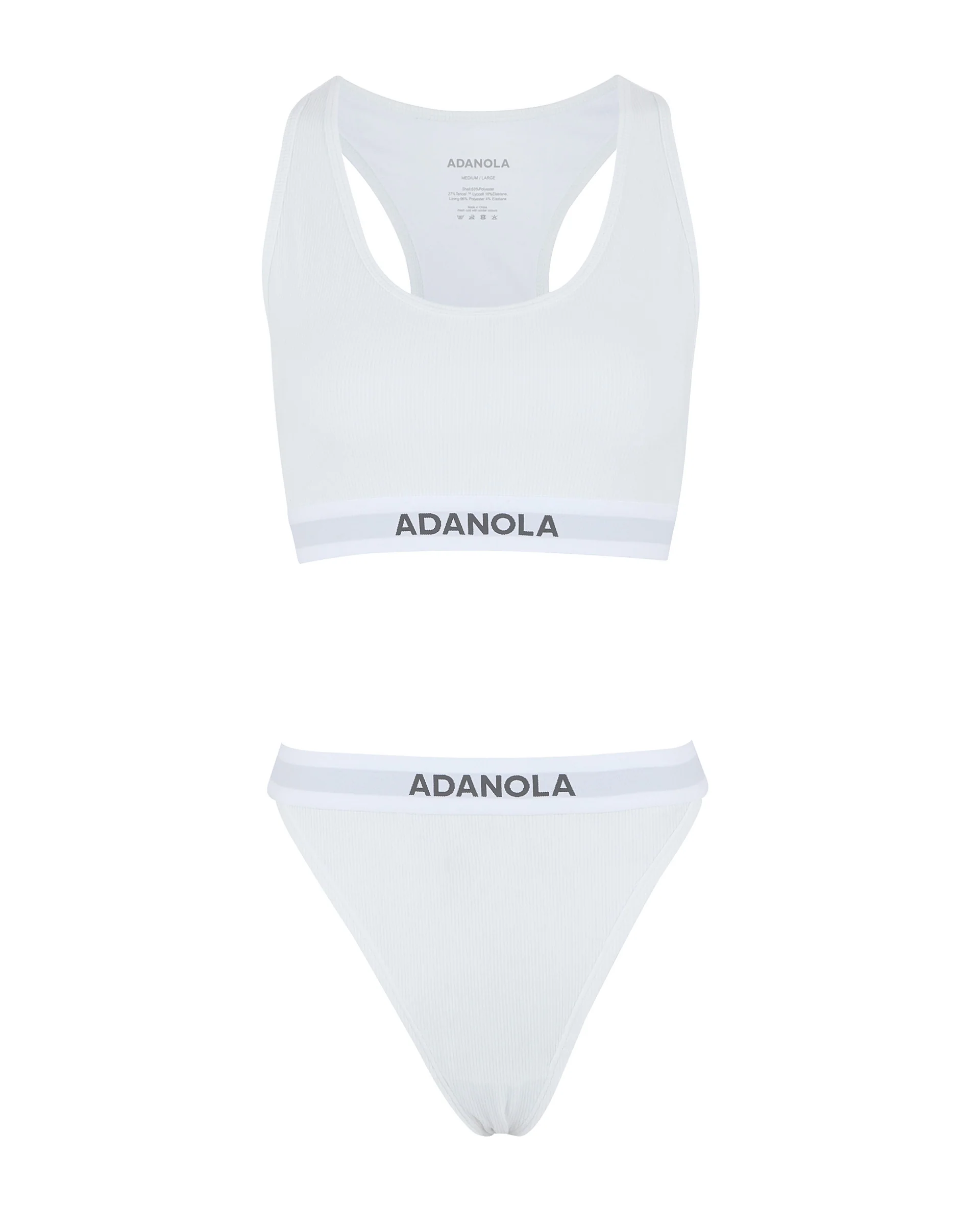 Branded Ribbed Thong - White - Image 4