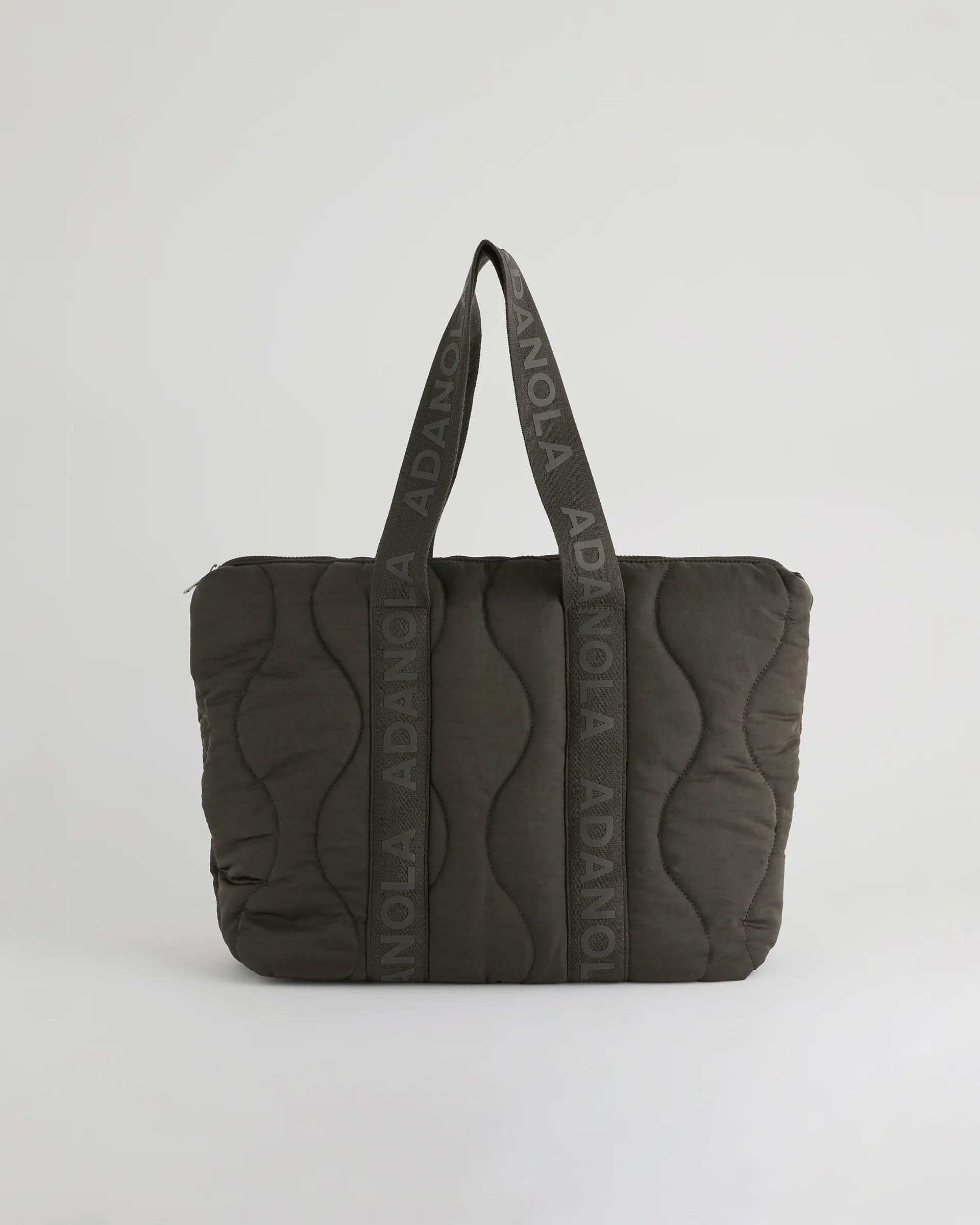 Branded Strap Quilted Nylon Bag - Coffee Bean - Image 3