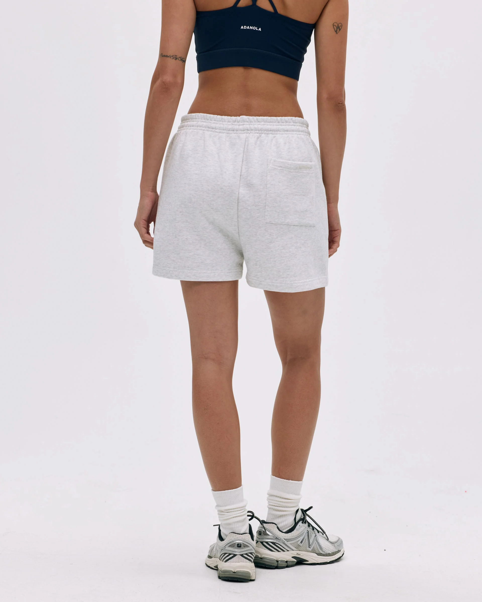 Branded Sweat Shorts - Light Grey Melange - Image 3