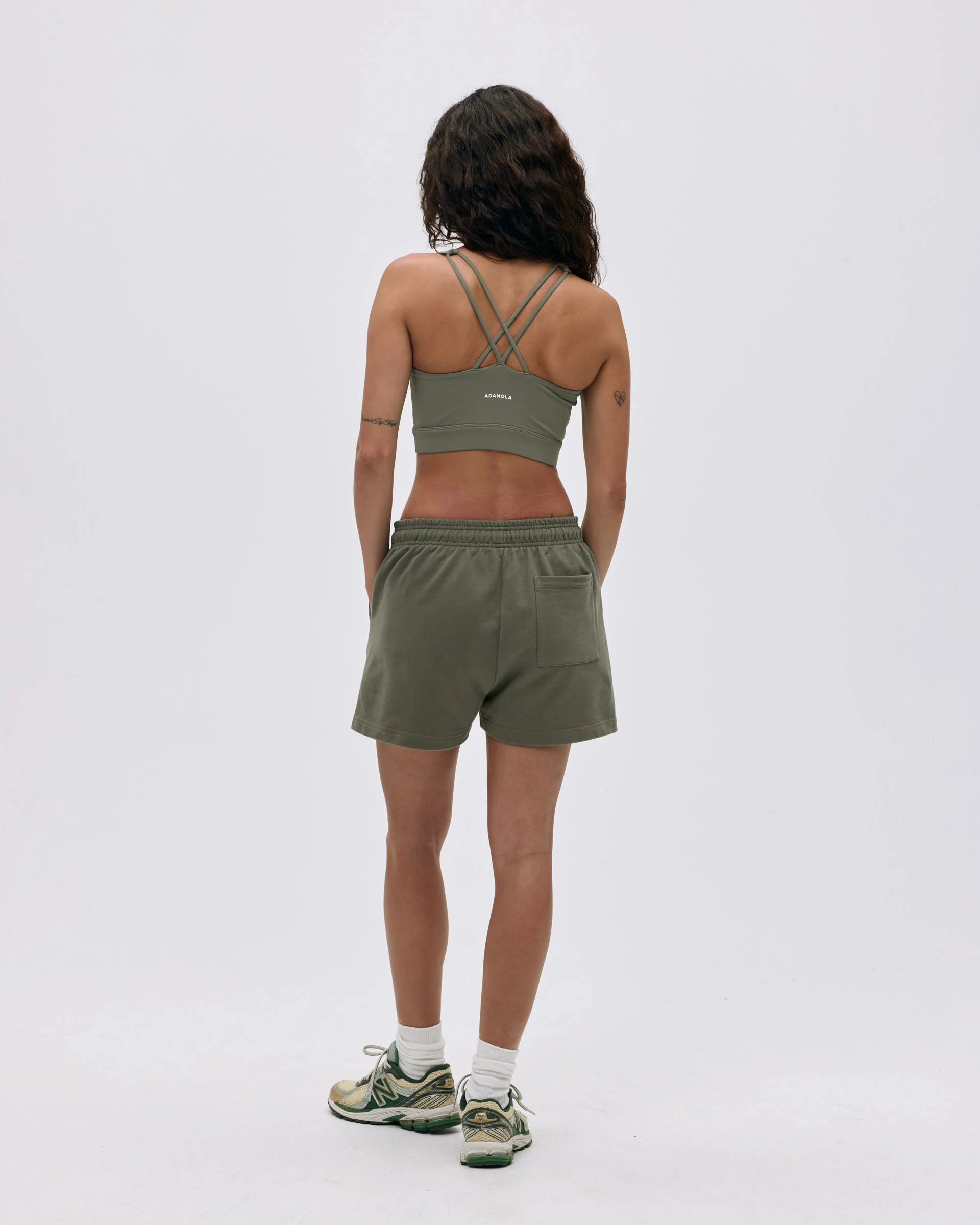 Branded Sweat Shorts - Olive Green - Image 2