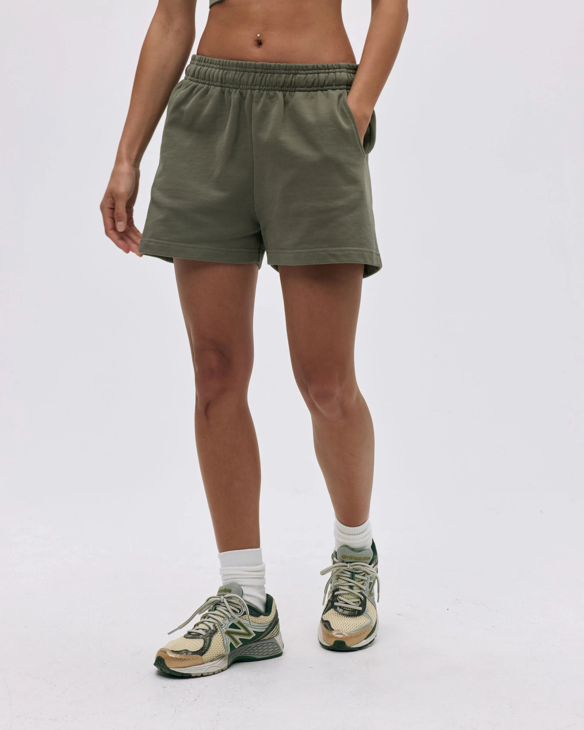 Branded Sweat Shorts - Olive Green - Image 4