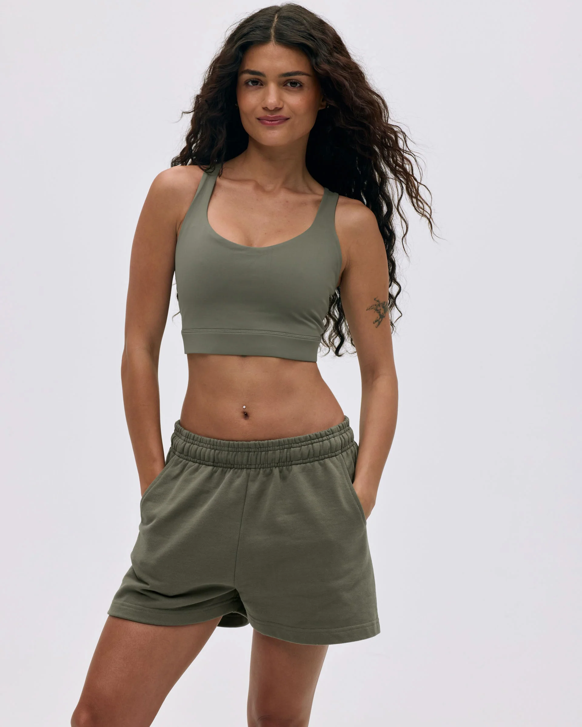 Branded Sweat Shorts - Olive Green - Image 5