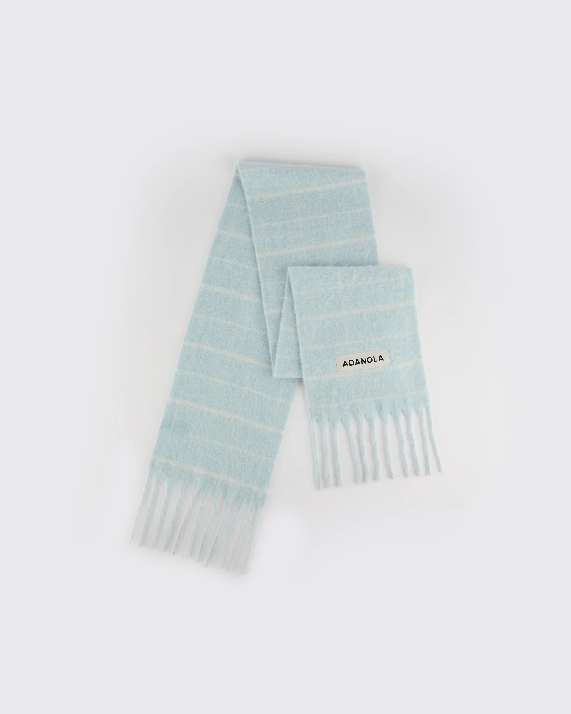 Brushed Checked Scarf - Light Blue - Image 3