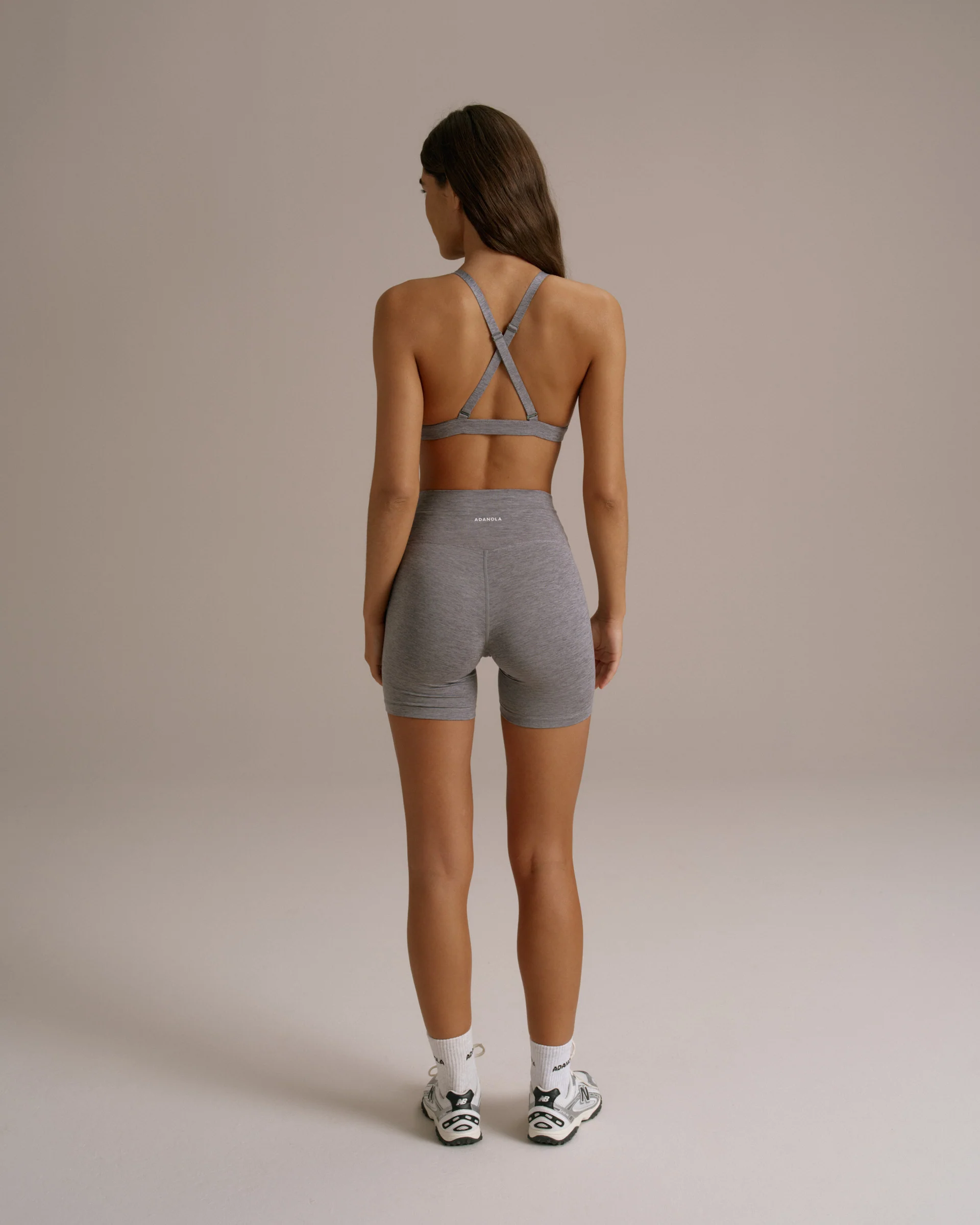 Brushed Triangle Cross Back Bra - Dark Grey Melange - Image 5