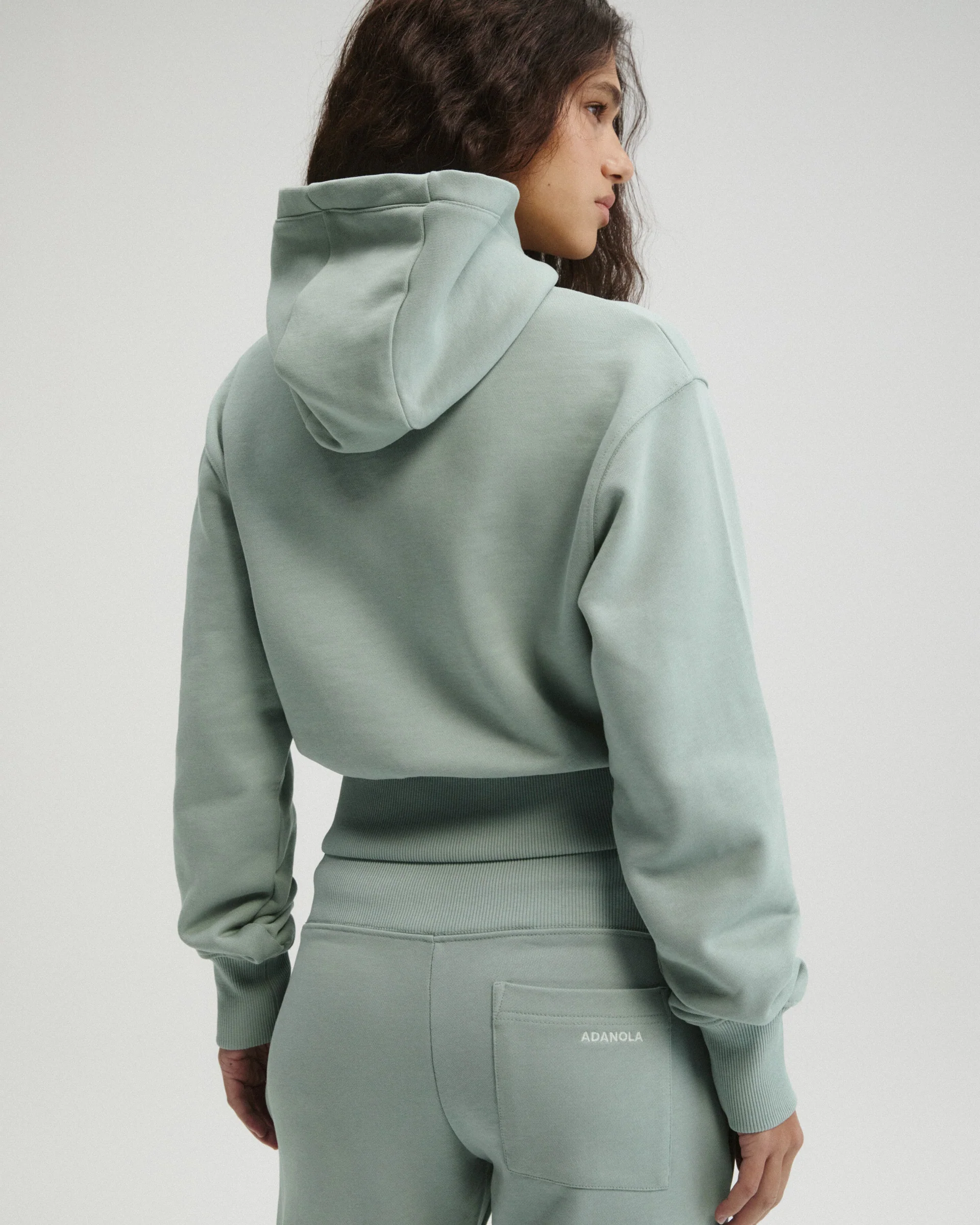 Cinch Hem Full Zip Hoodie - Cloud Blue - Image 2