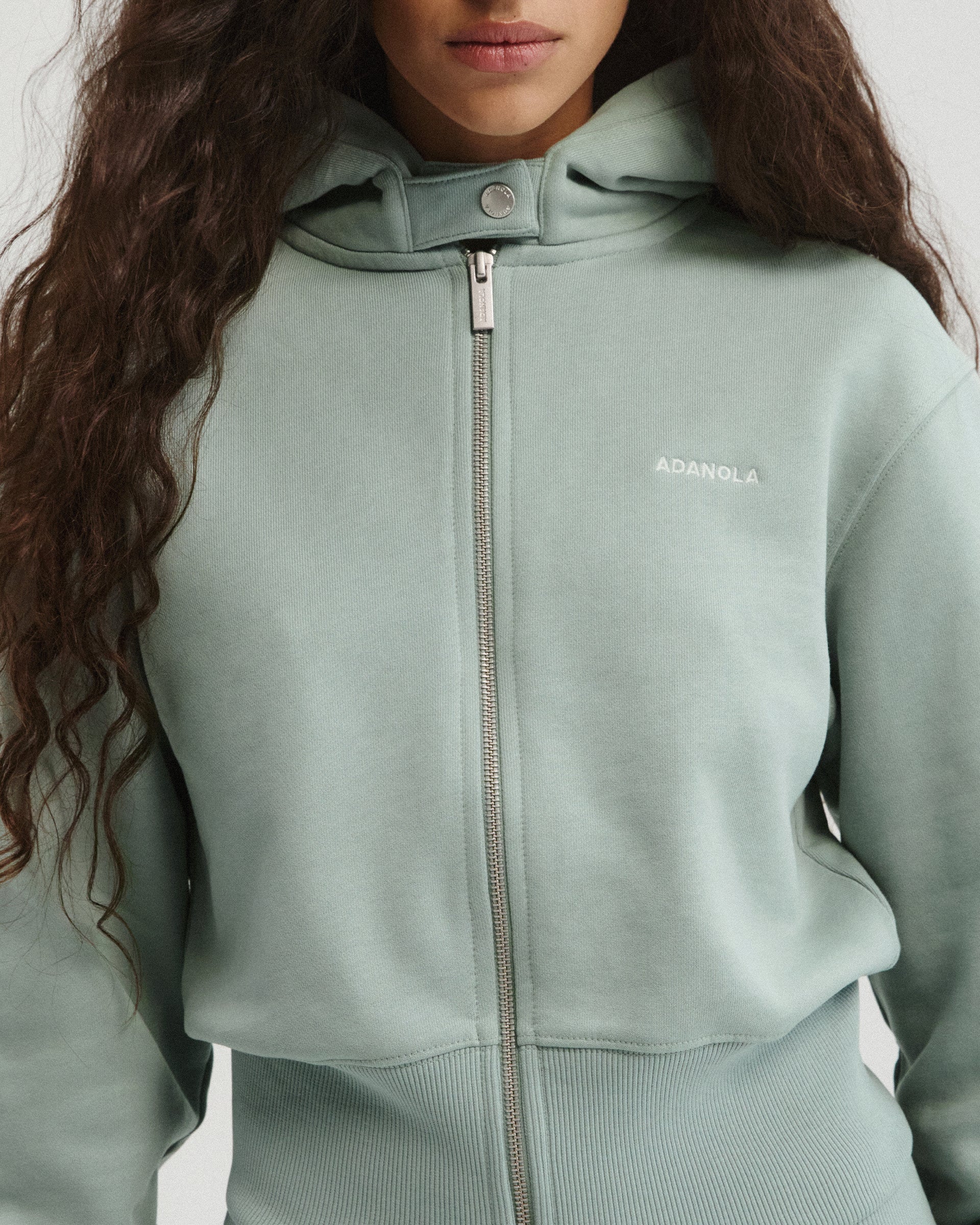 Cinch Hem Full Zip Hoodie - Cloud Blue - Image 3