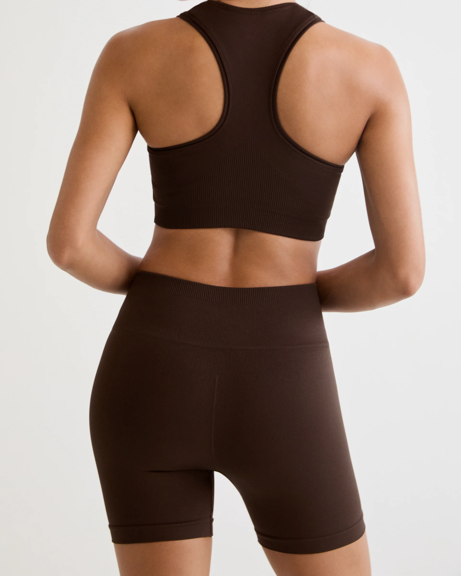 Classic Seamless Crop Shorts - Chocolate Brown - Image 4