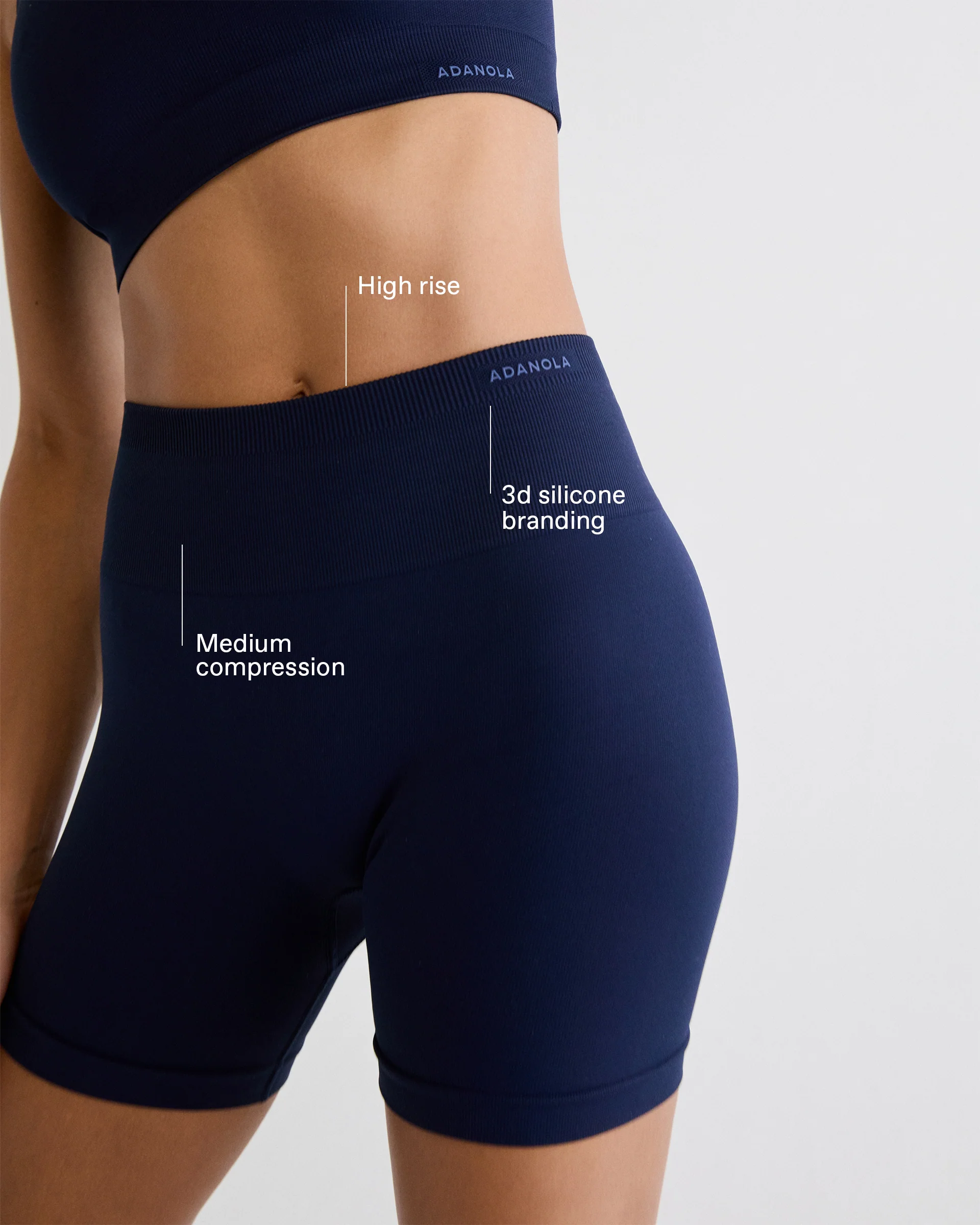 Classic Seamless Crop Shorts - Navy Blue - Image 2