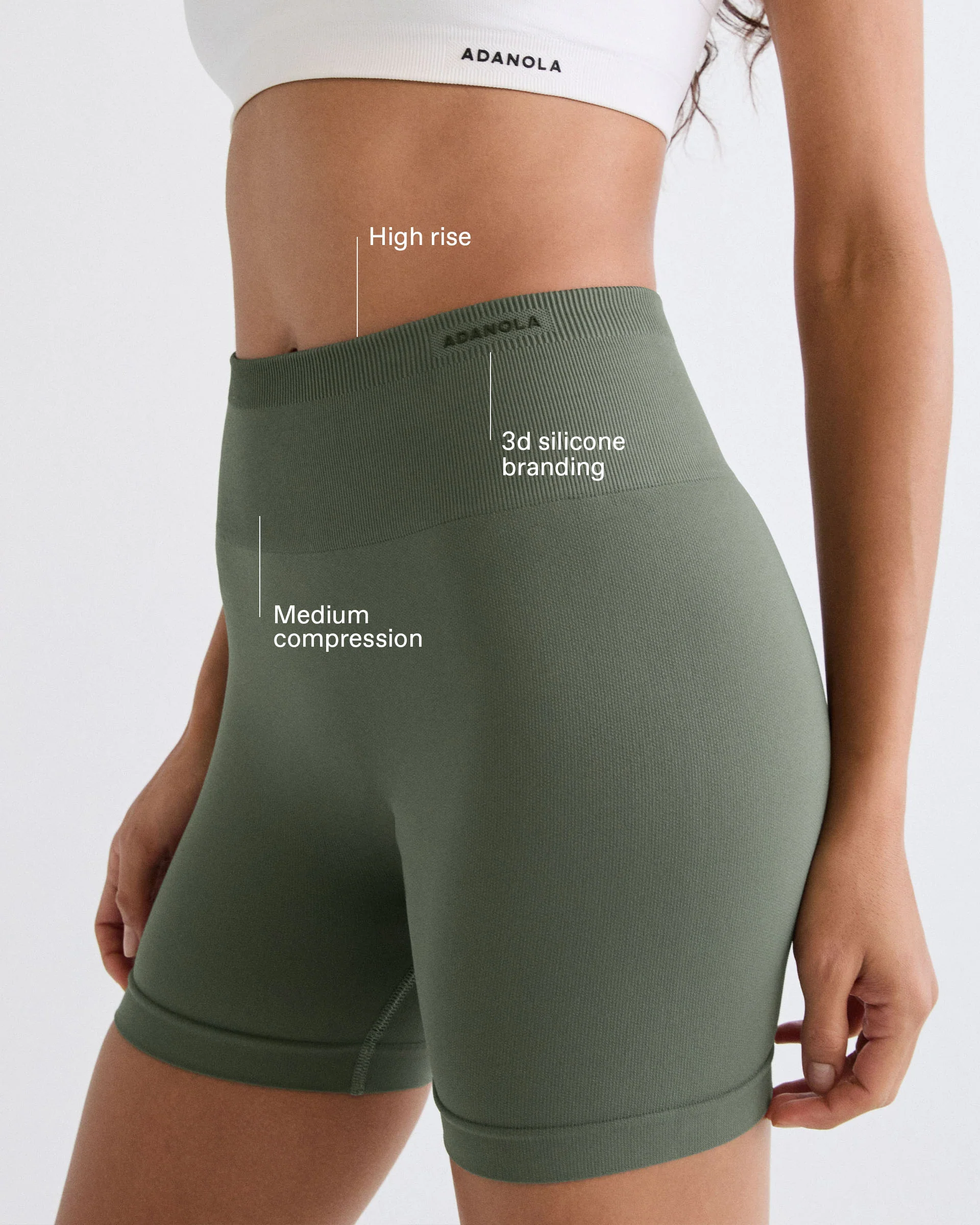 Classic Seamless Crop Shorts - Thyme Green - Image 2