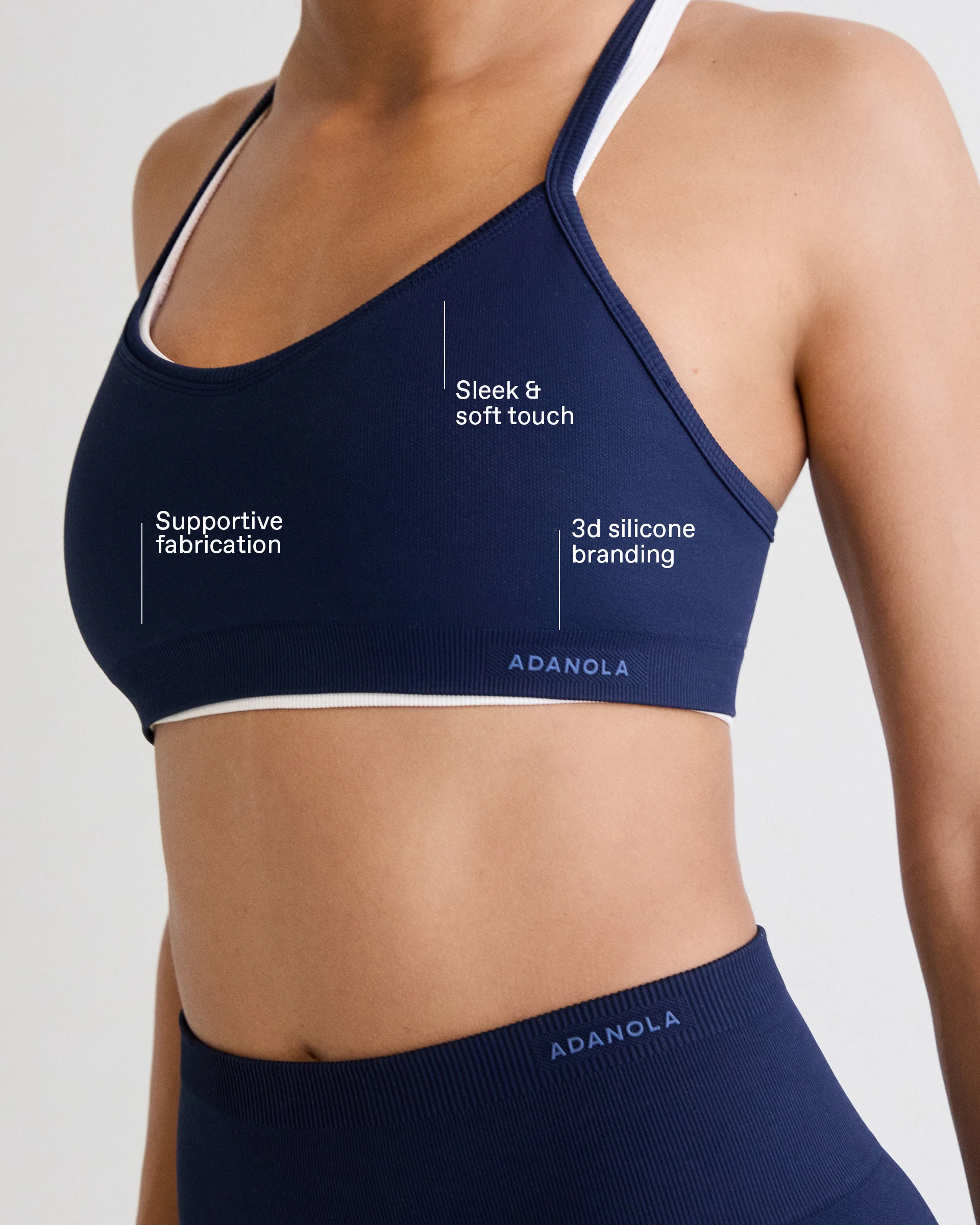 Classic Seamless Cross Back Bra - Navy Blue - Image 2