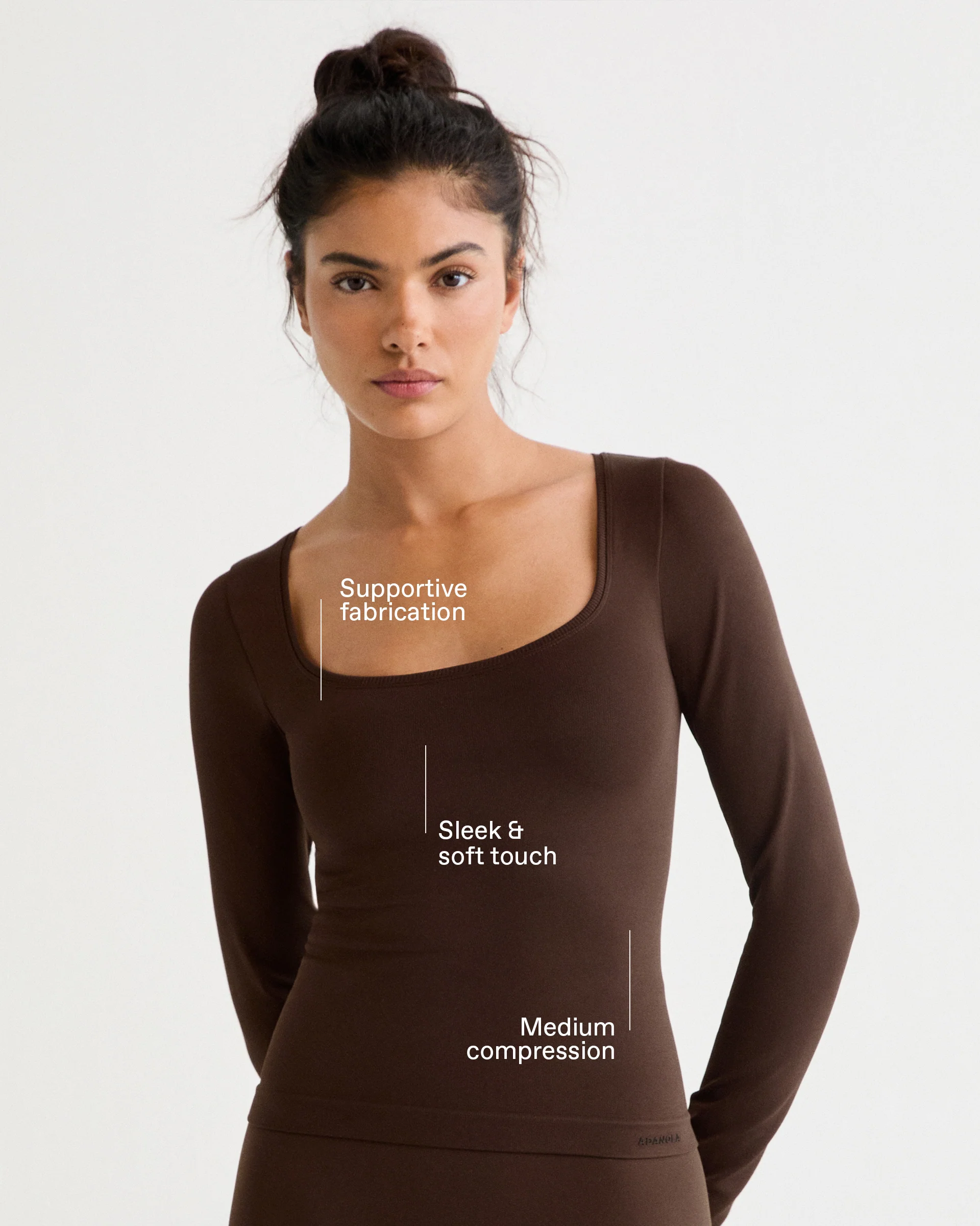 Classic Seamless Long Sleeve Top - Chocolate Brown - Image 2