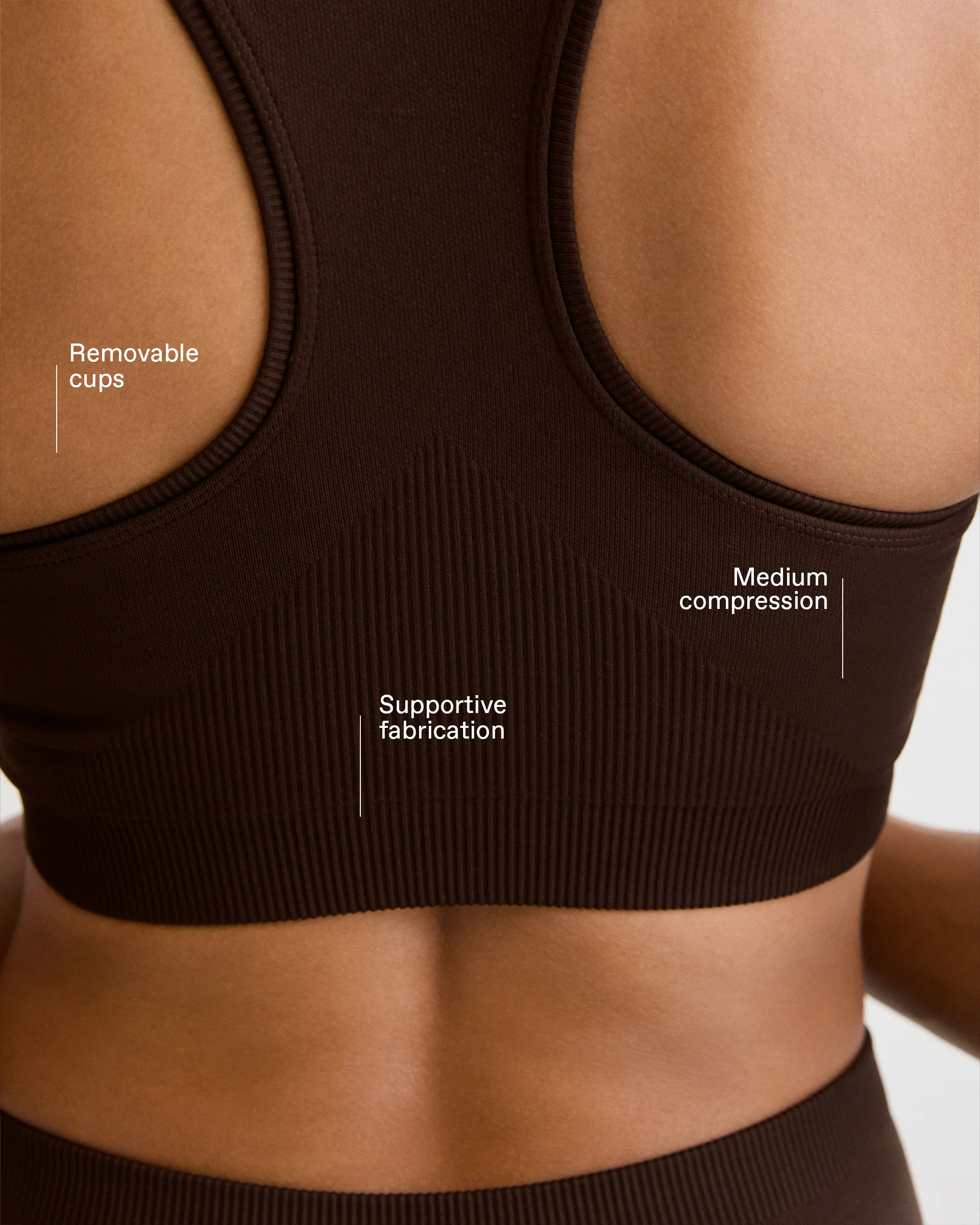 Classic Seamless Racer Back Bra - Chocolate Brown - Image 2