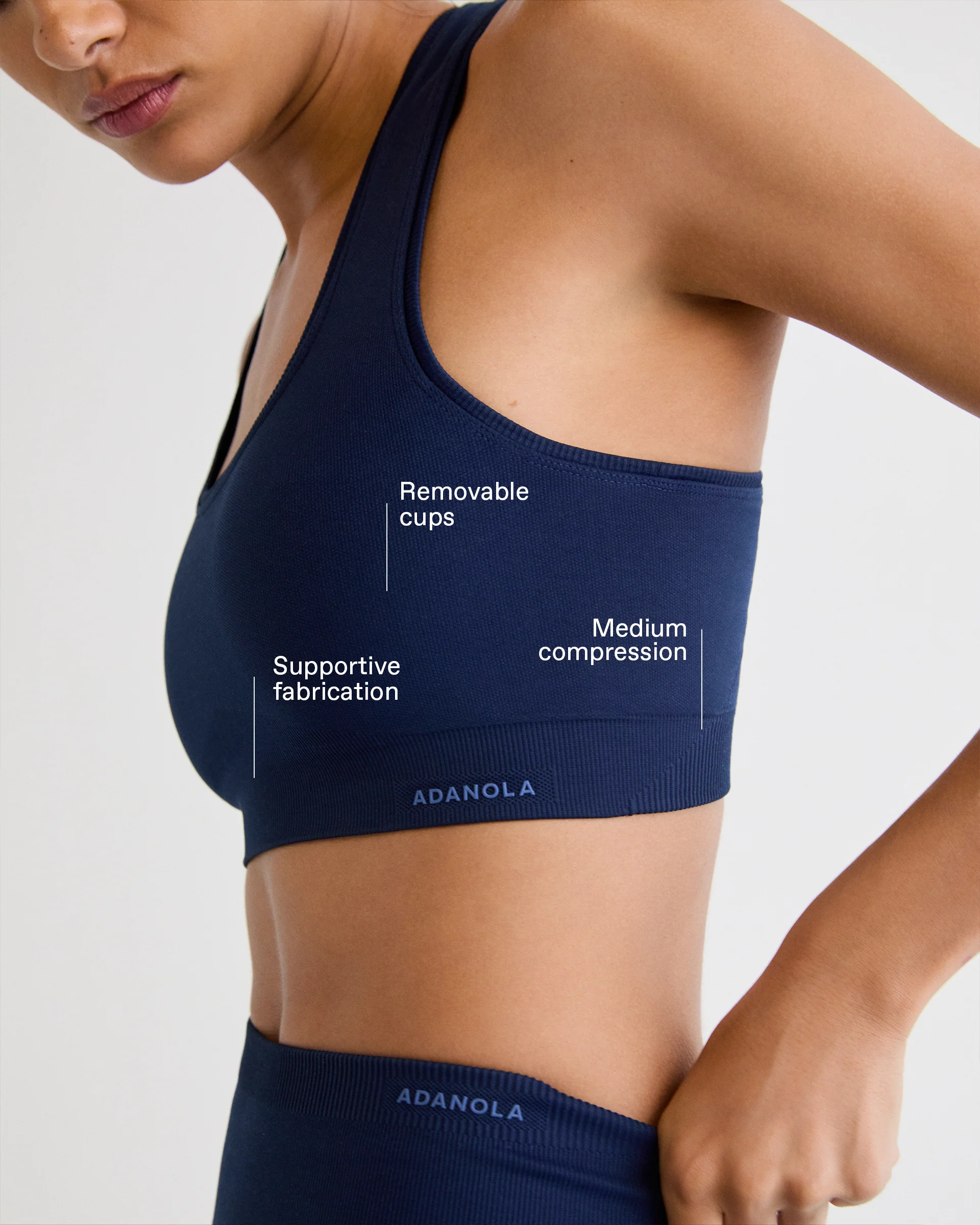 Classic Seamless Racer Back Bra - Navy Blue - Image 2