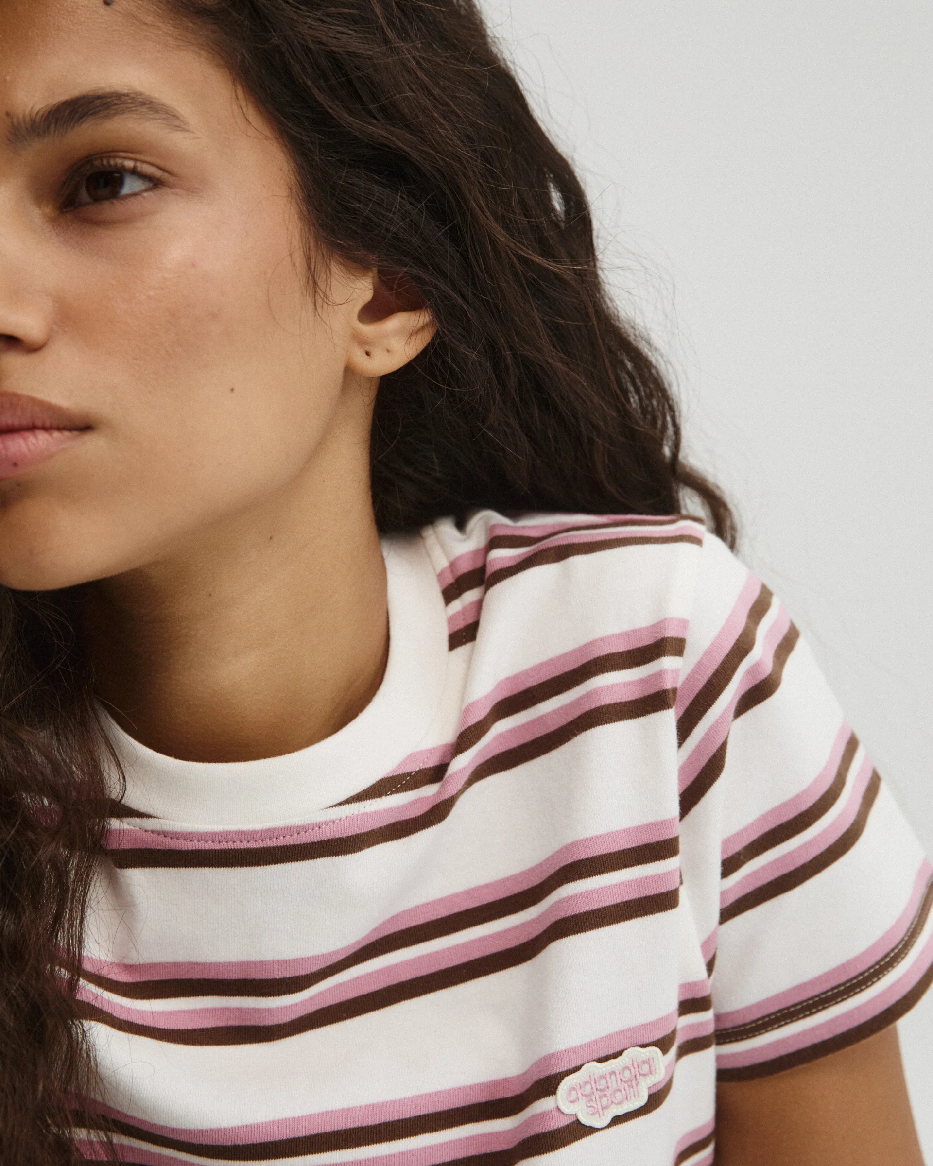 Classic Stripe Branded T-shirt - Dusty Pink/Marshmallow White - Image 3