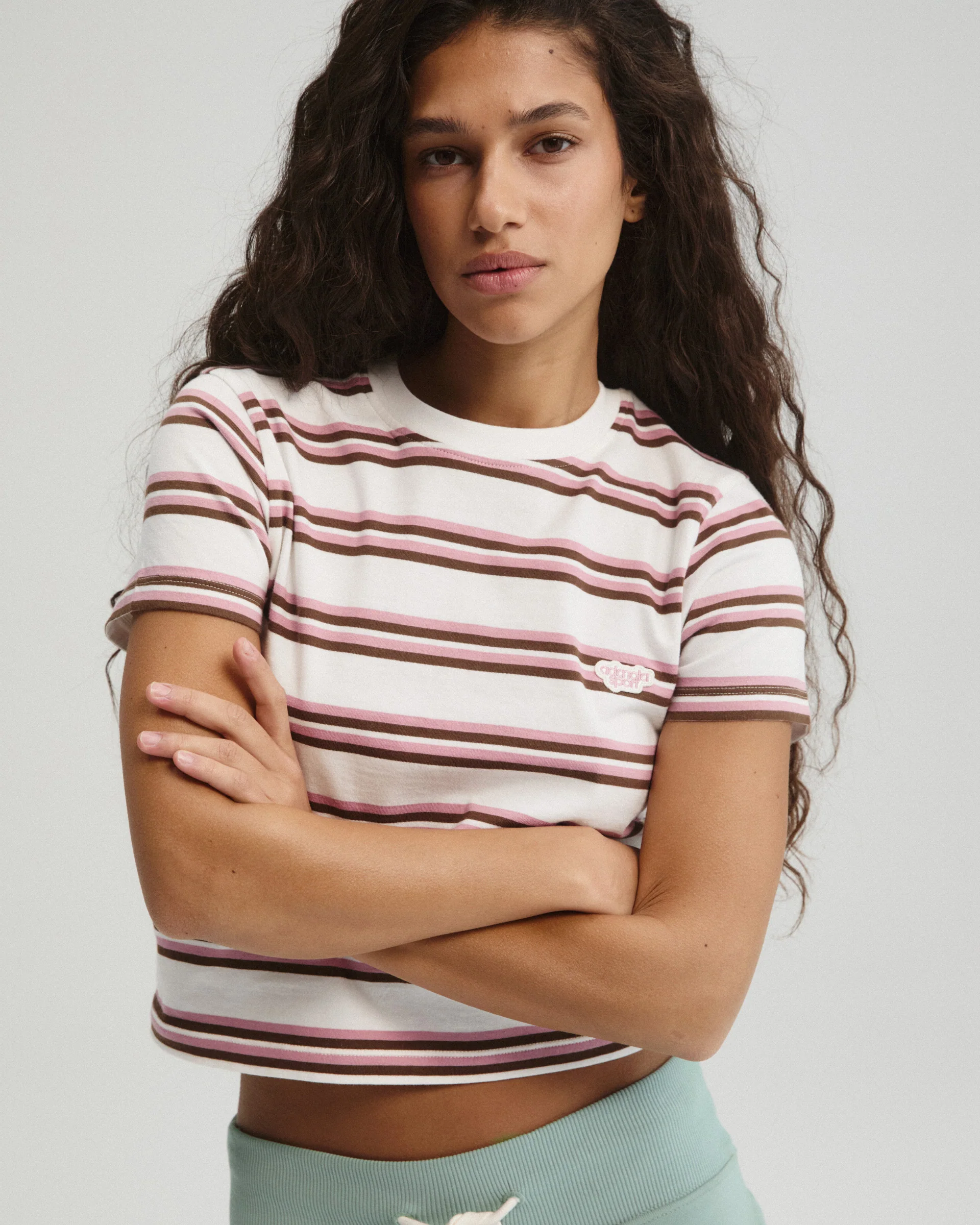 Classic Stripe Branded T-shirt - Dusty Pink/Marshmallow White - Image 4