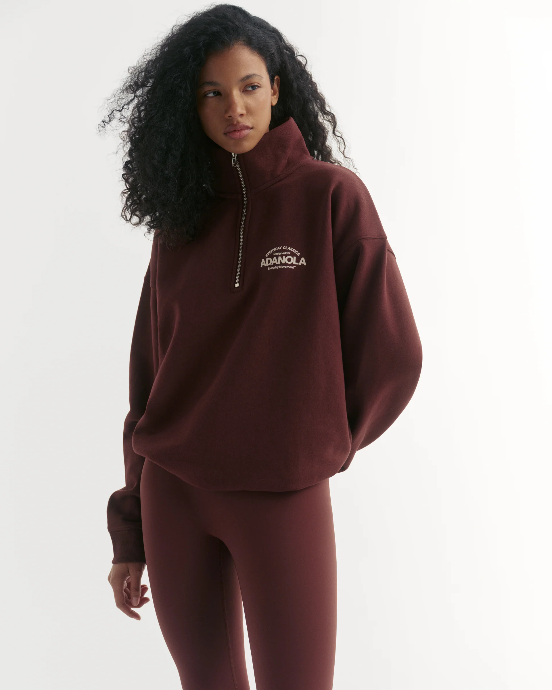 Classics Relaxed Funnel Neck Zip Sweatshirt - Mulberry Red/Marshmallow White - Image 4