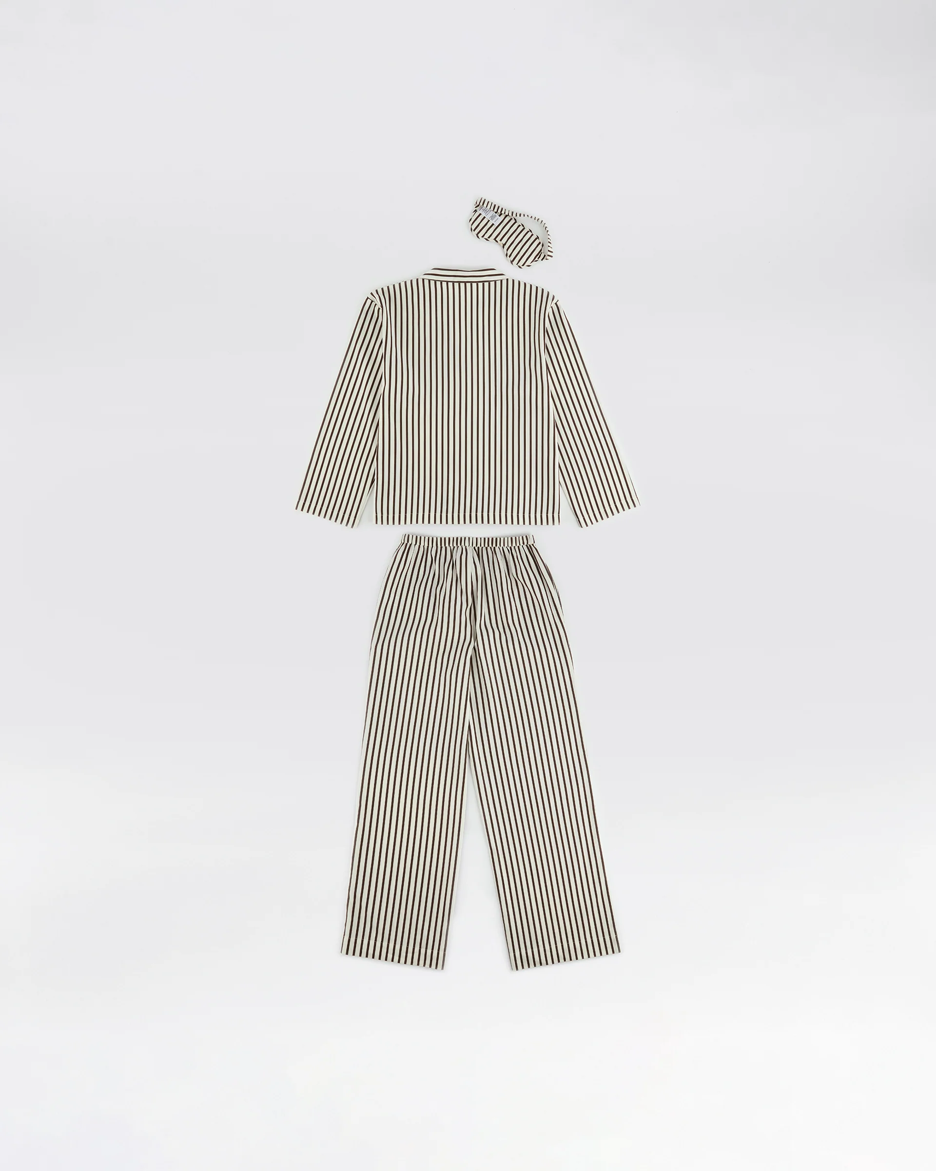 Cotton Sateen Stripe Pyjamas - Marshmallow White/Coffee Bean - Image 8