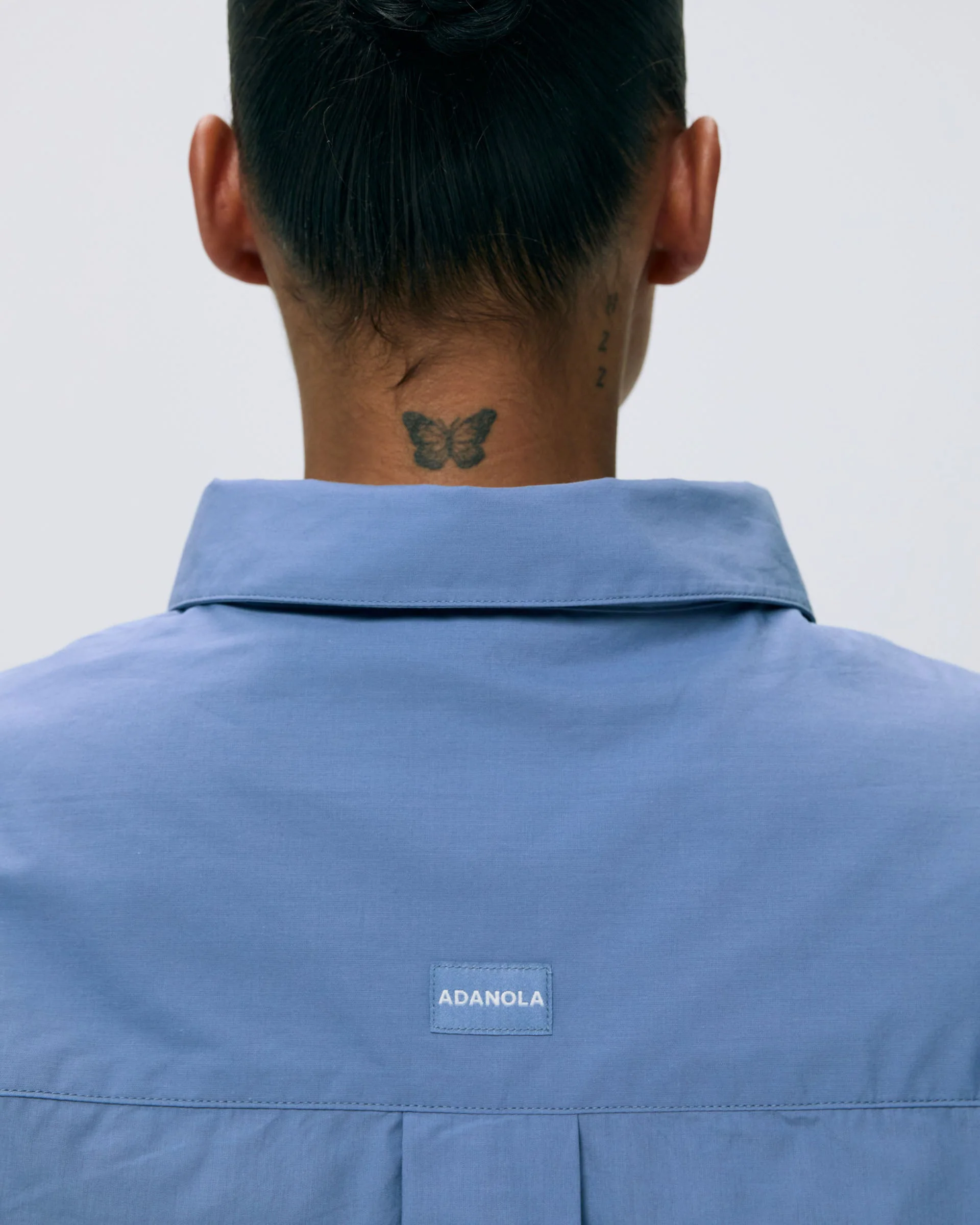 Cotton Cropped Shirt - Blue - Image 4