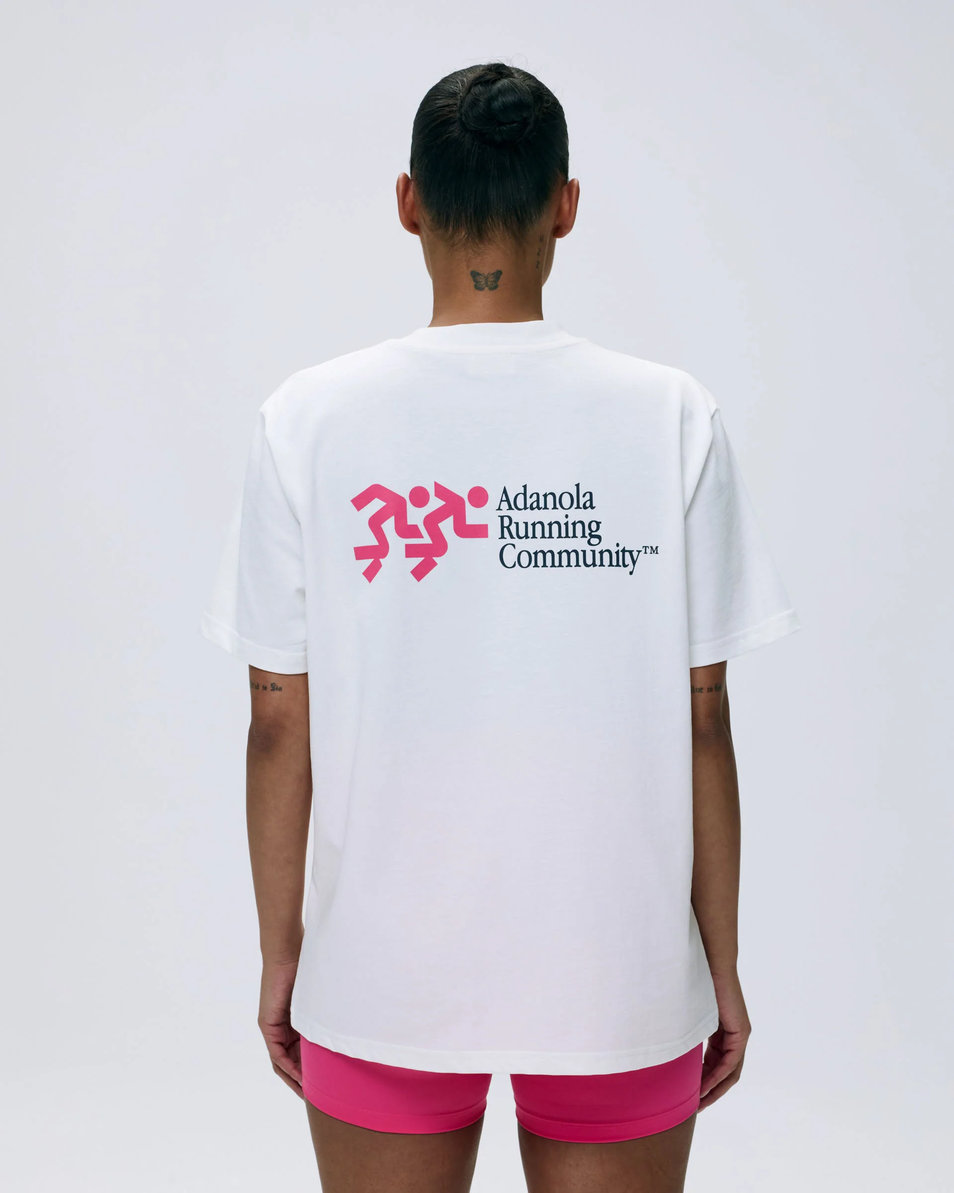 Distance Short Sleeve Oversized T-shirt - White/Hot Pink - Image 3