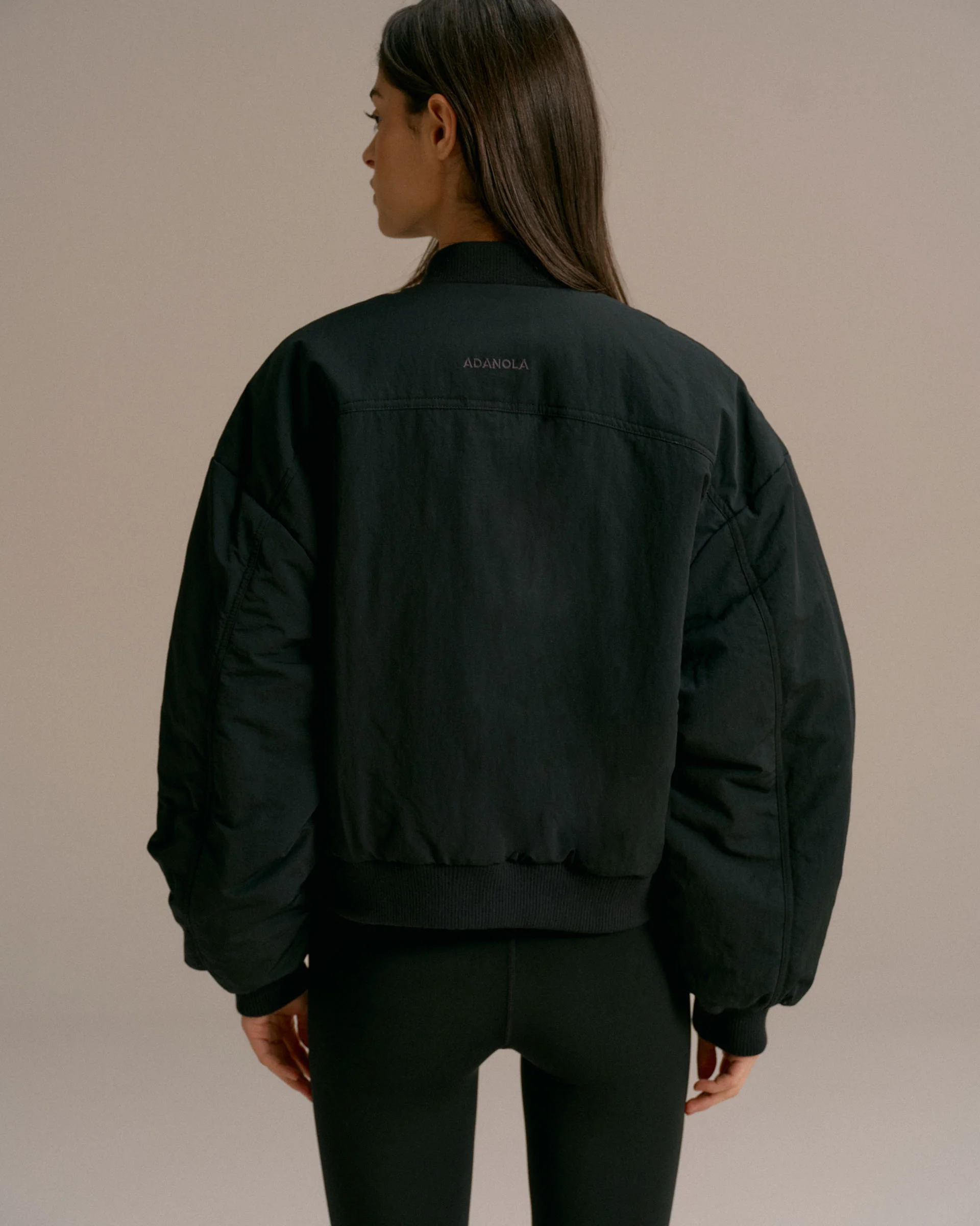 Drop Shoulder Reversible Bomber Jacket - Black/Olive Green - Image 2