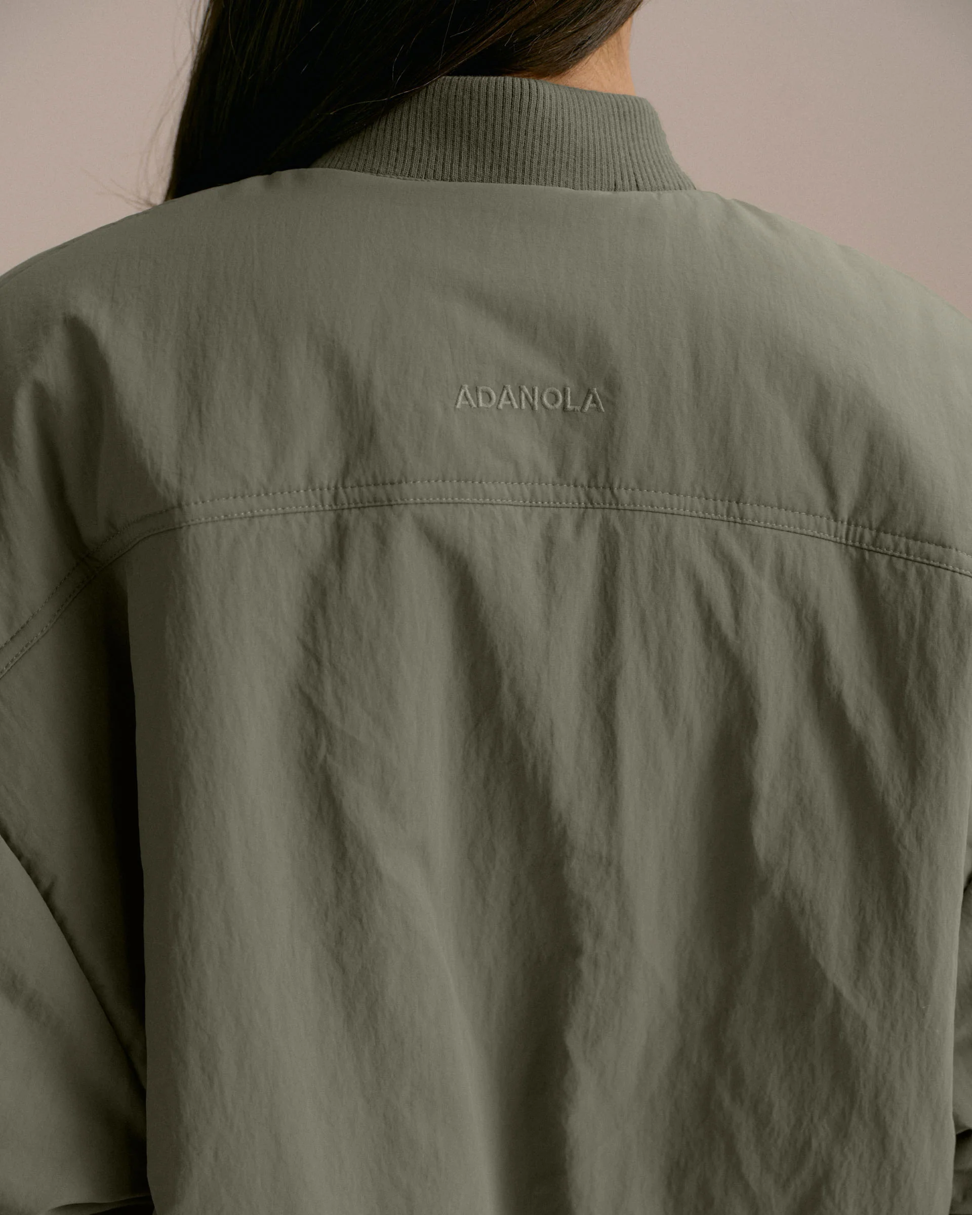 Drop Shoulder Reversible Bomber Jacket - Black/Olive Green - Image 6