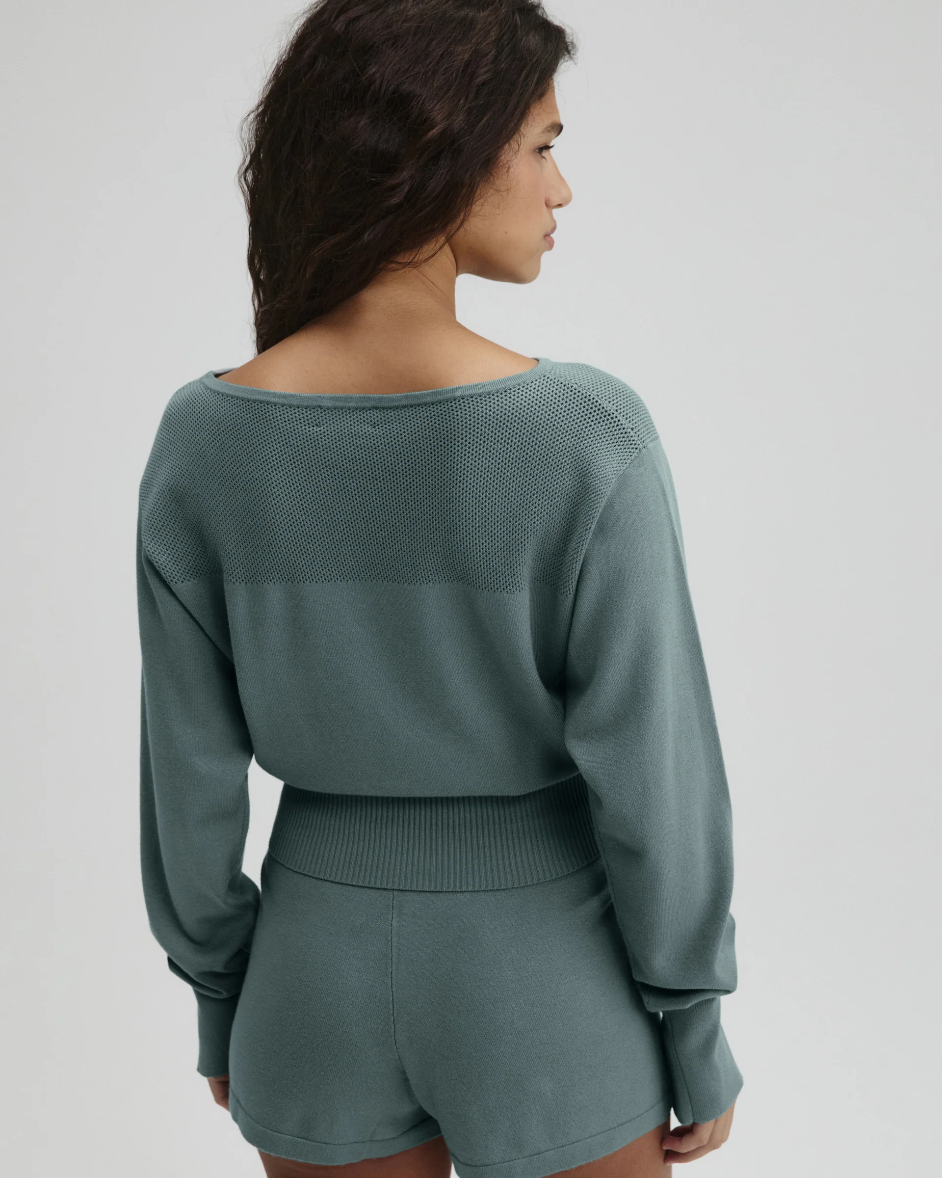 Fine Gauge Mesh Knit Top - Cloud Blue - Image 2