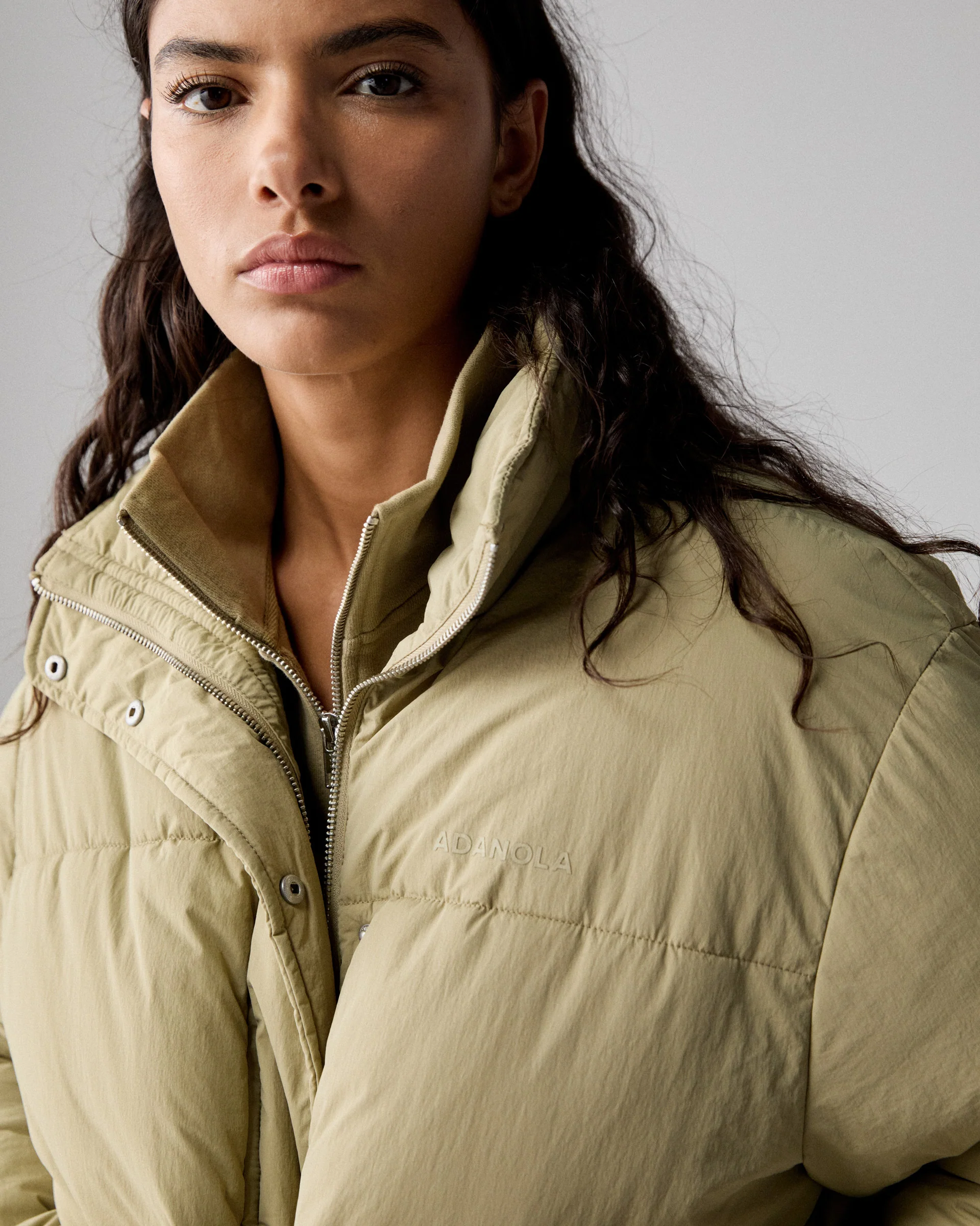 Funnel Neck Puffer Jacket - Pistachio Green - Image 3