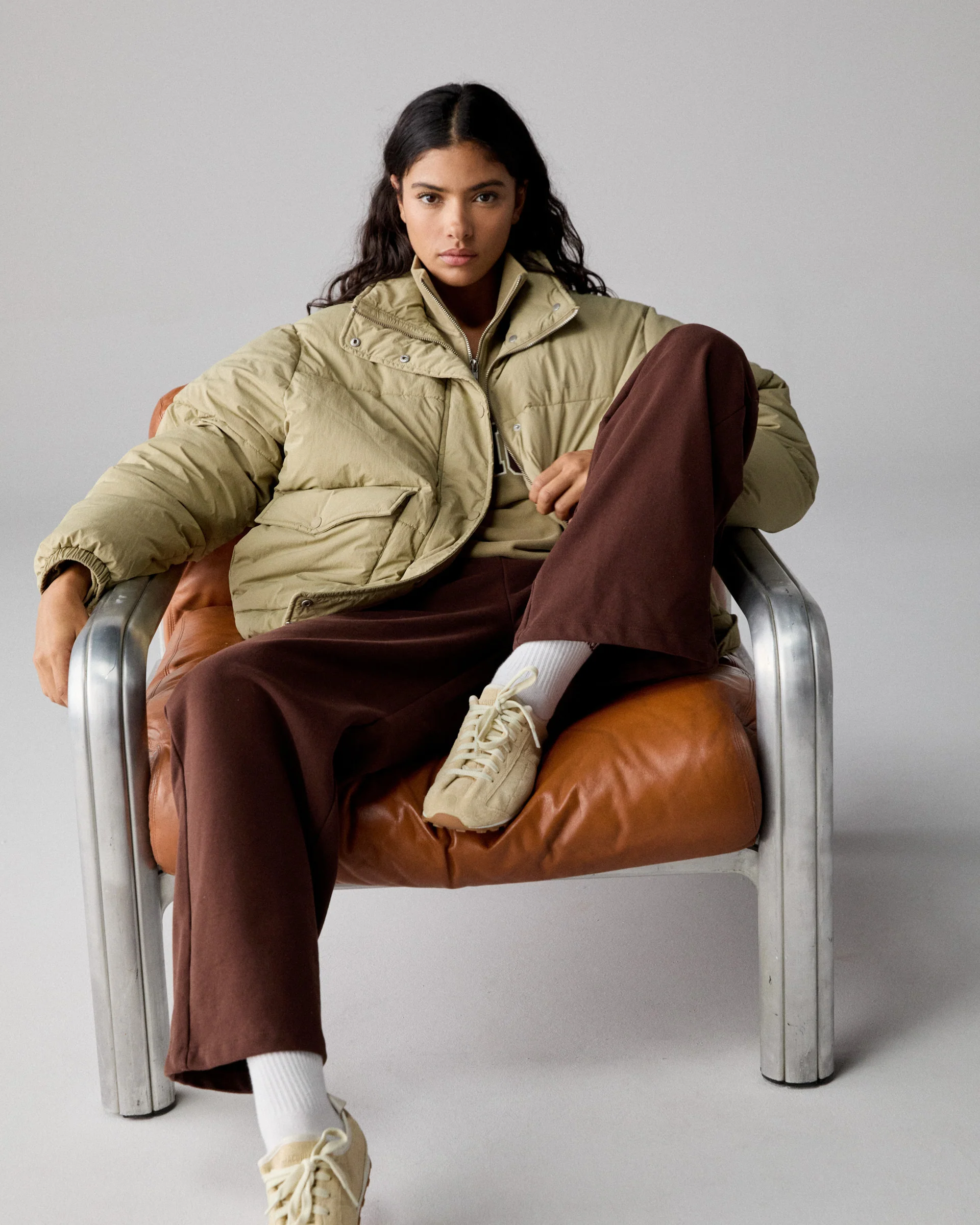 Funnel Neck Puffer Jacket - Pistachio Green - Image 4