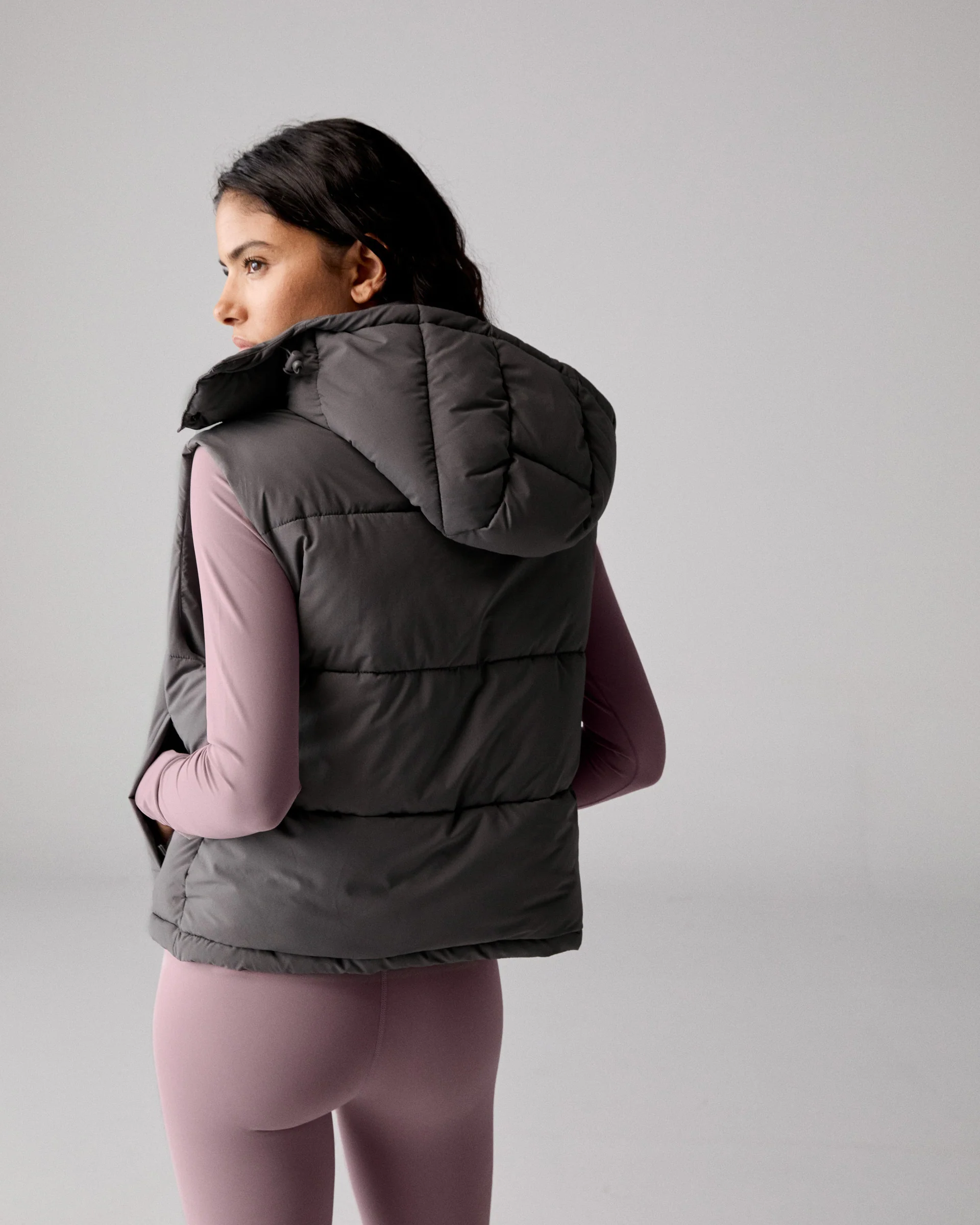 Hooded Puffer Gilet - Slate Grey - Image 3