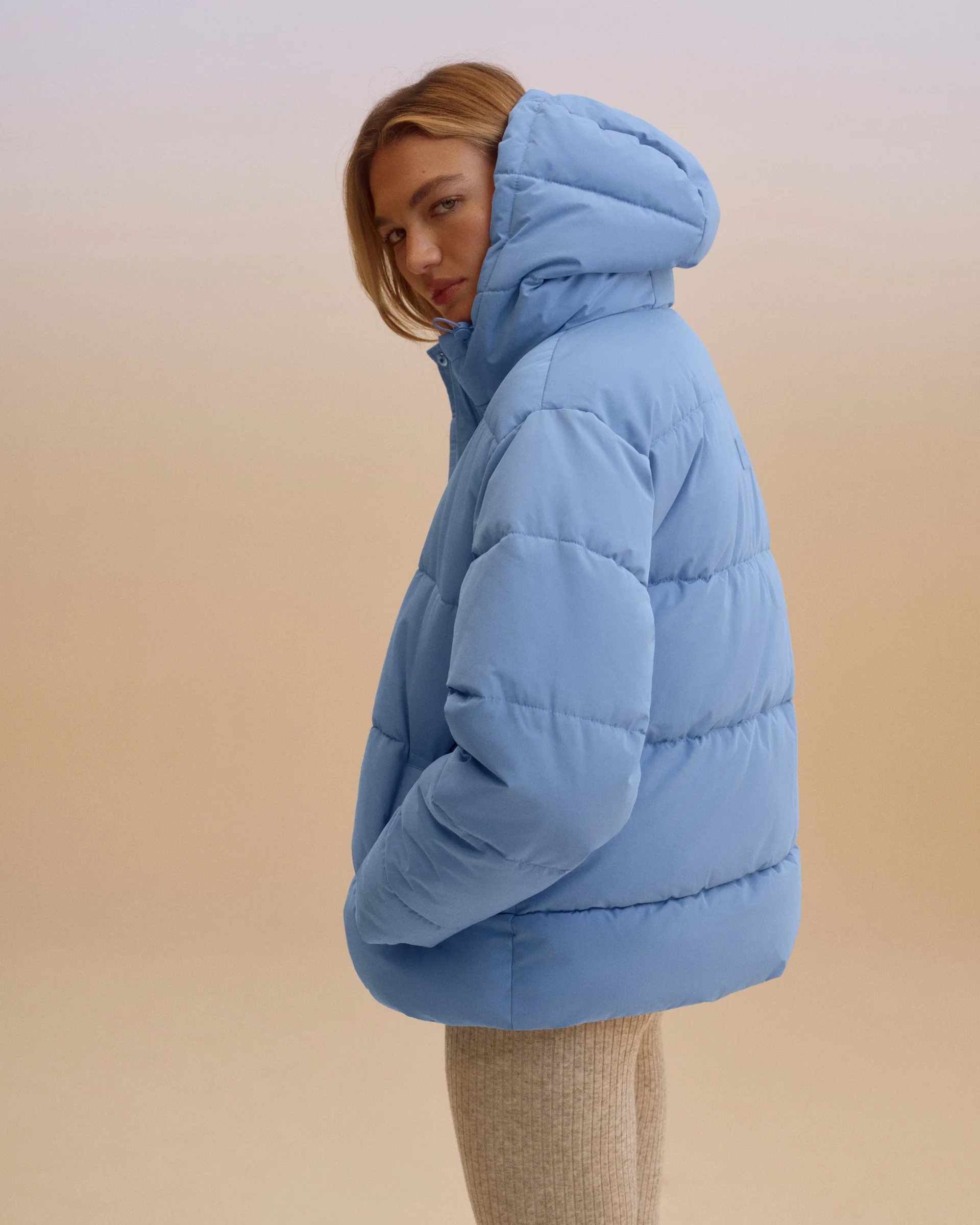 Hooded Puffer Jacket - Ice Blue - Image 4