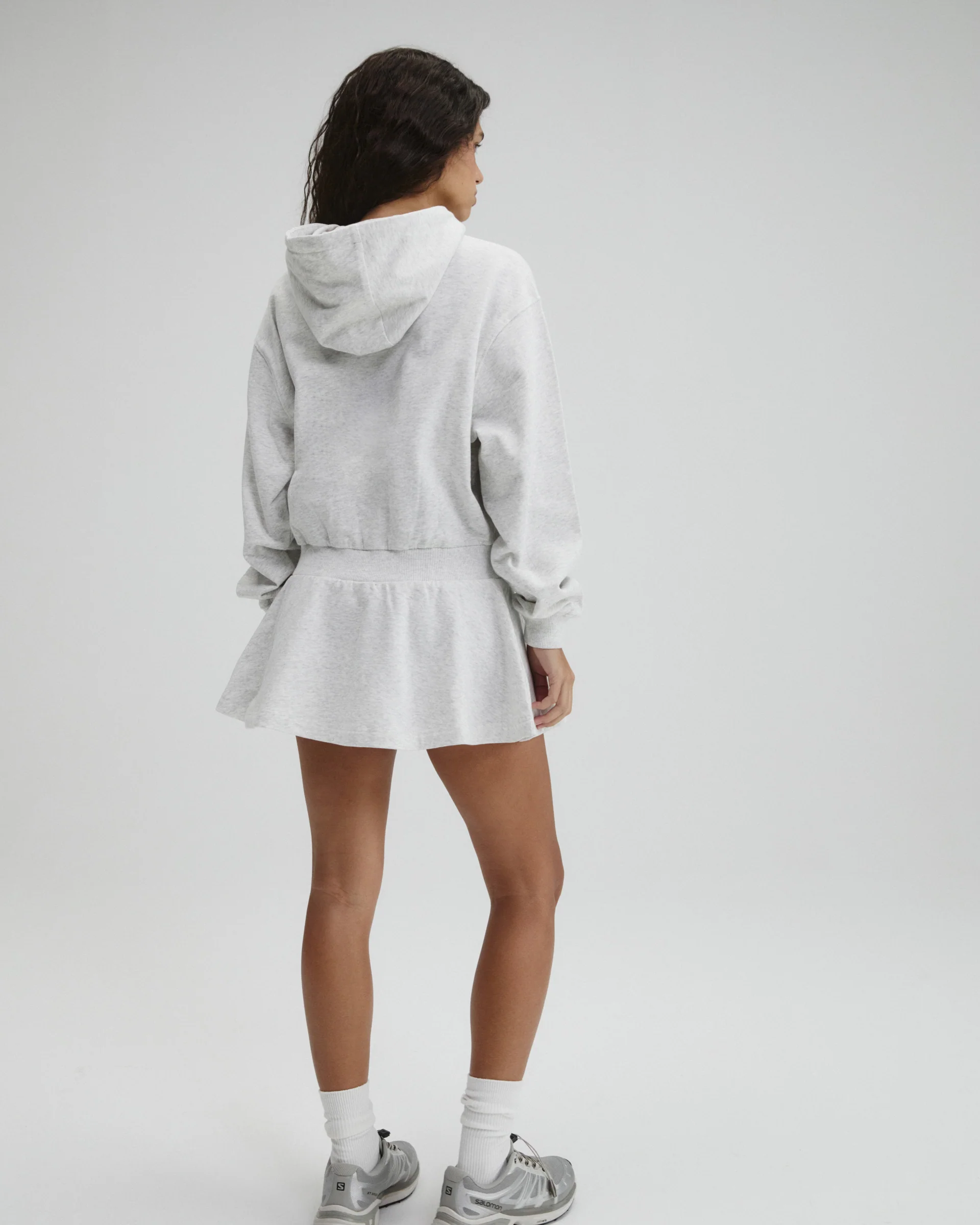 Jersey Hooded Dress - Light Grey Melange - Image 2