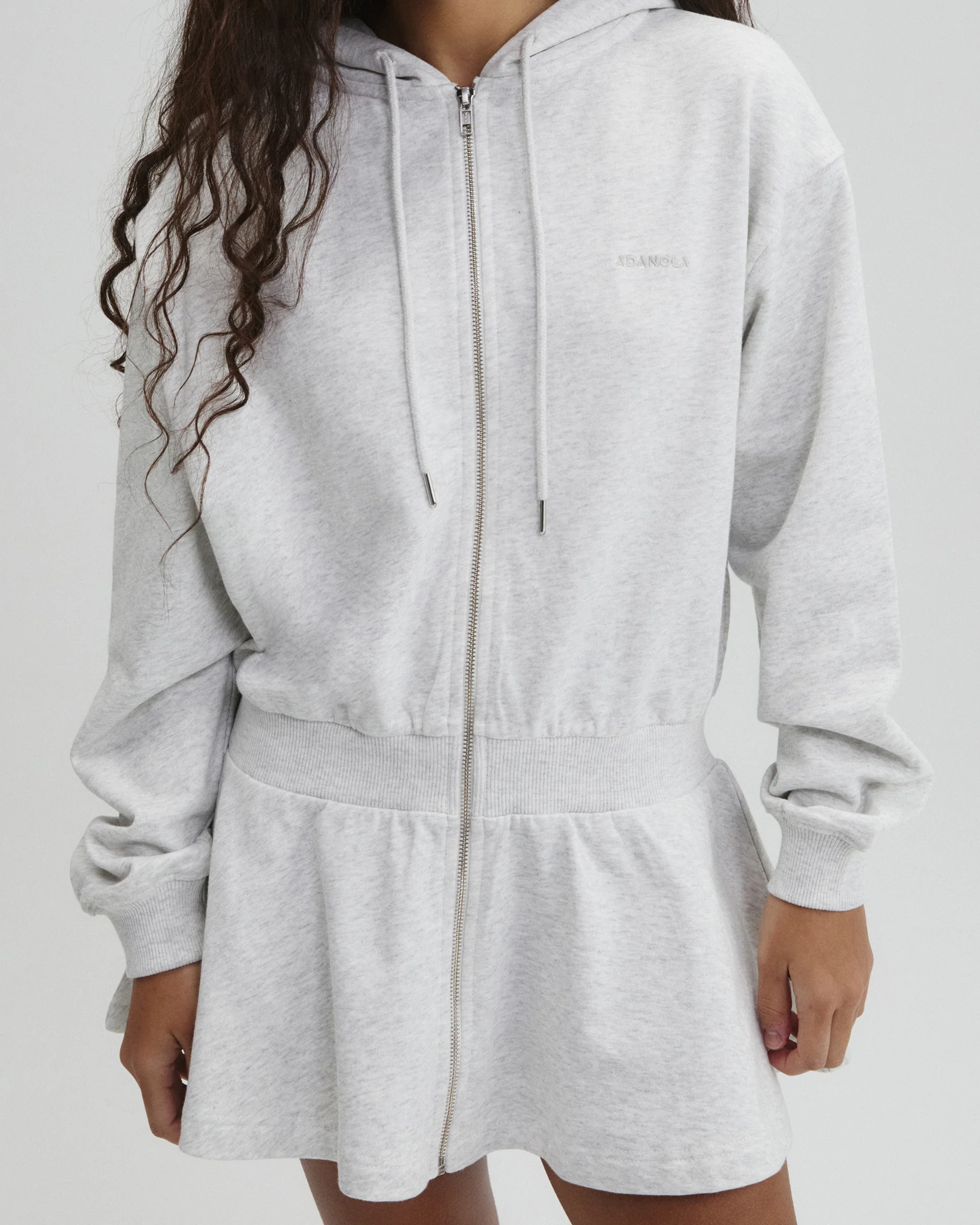 Jersey Hooded Dress - Light Grey Melange - Image 4