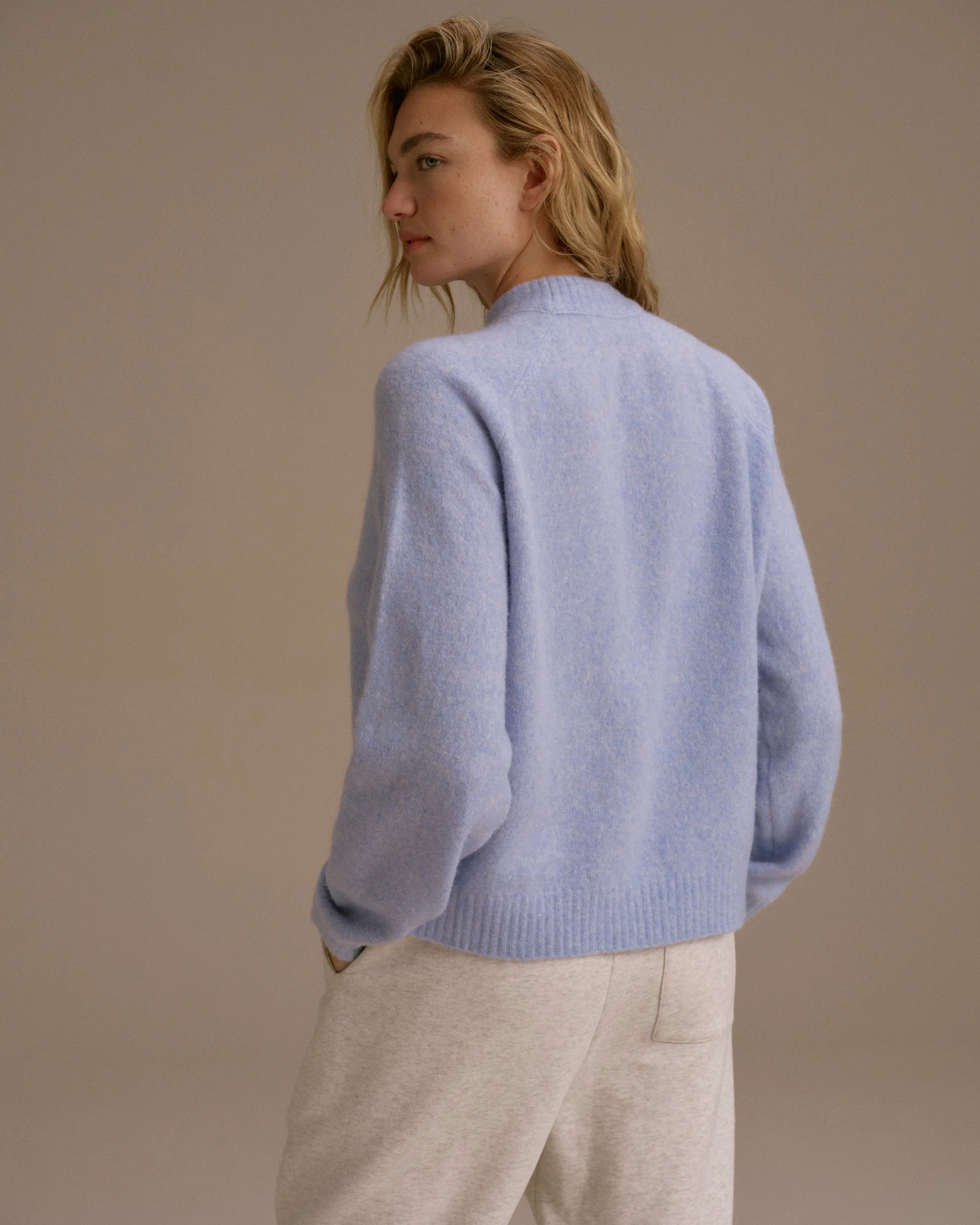Knit Oversized Crew Sweatshirt - Baby Blue - Image 2