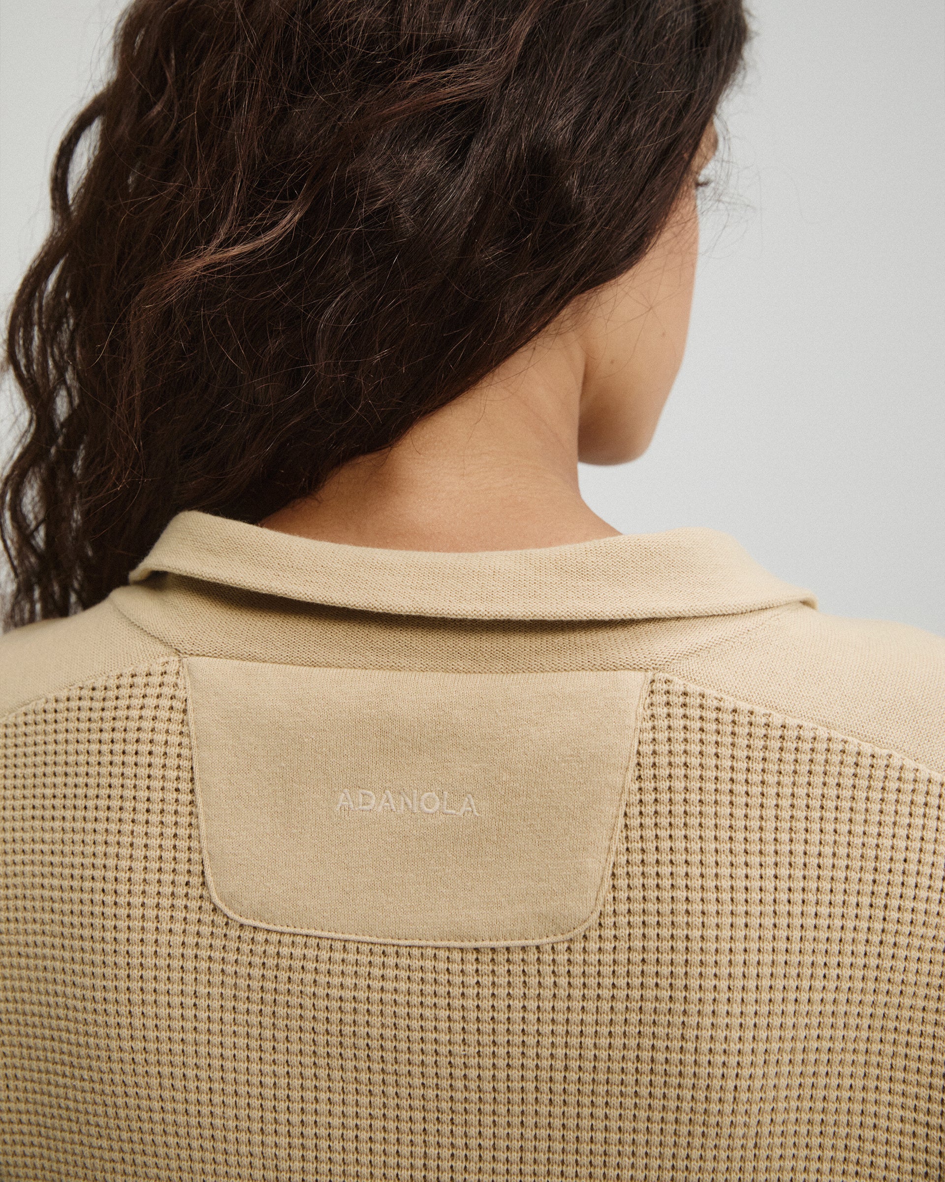 Knit Panelled Pocket Sweatshirt - Caramel Beige - Image 3