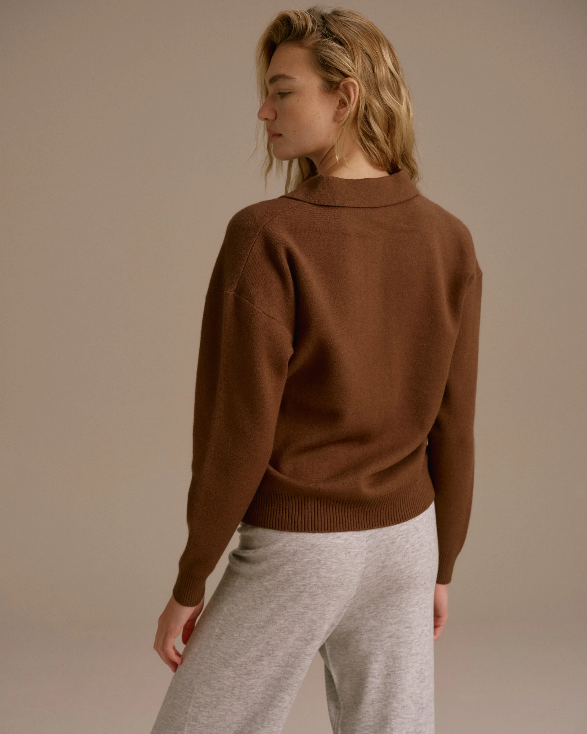 Knit Striped Rugby Sweatshirt - Brown/Blue - Image 2