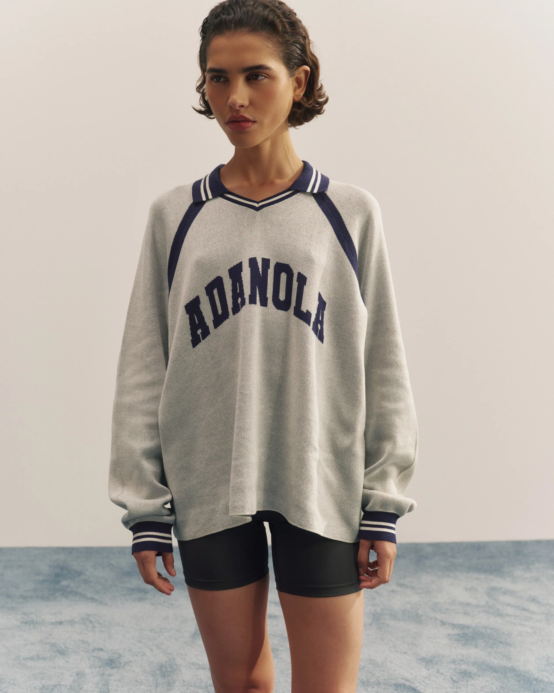 Knit Varsity Jacquard Long Sleeve Top - Marshmallow White - Image 4