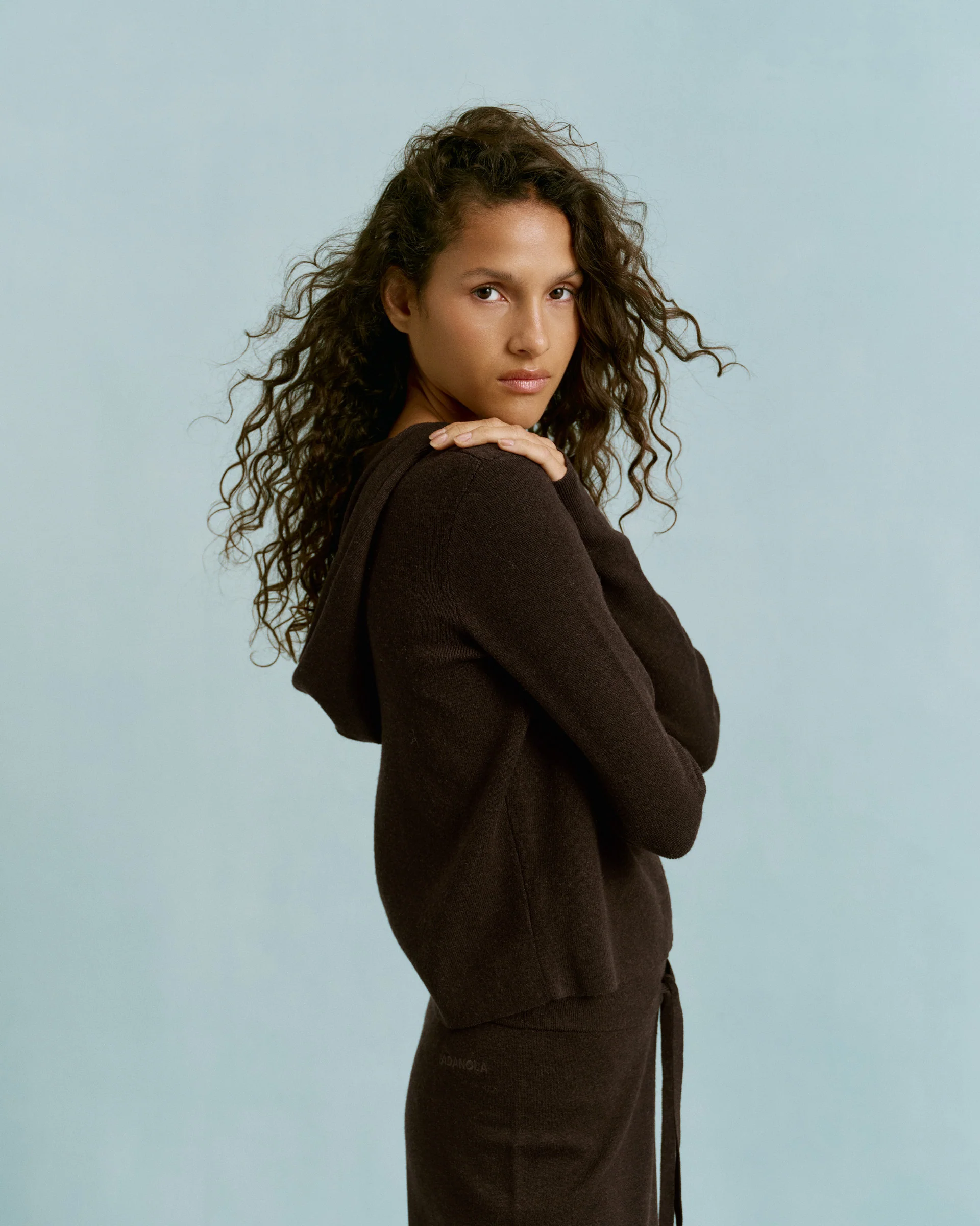 Knit Zip Up Hoodie - Coffee Bean - Image 5