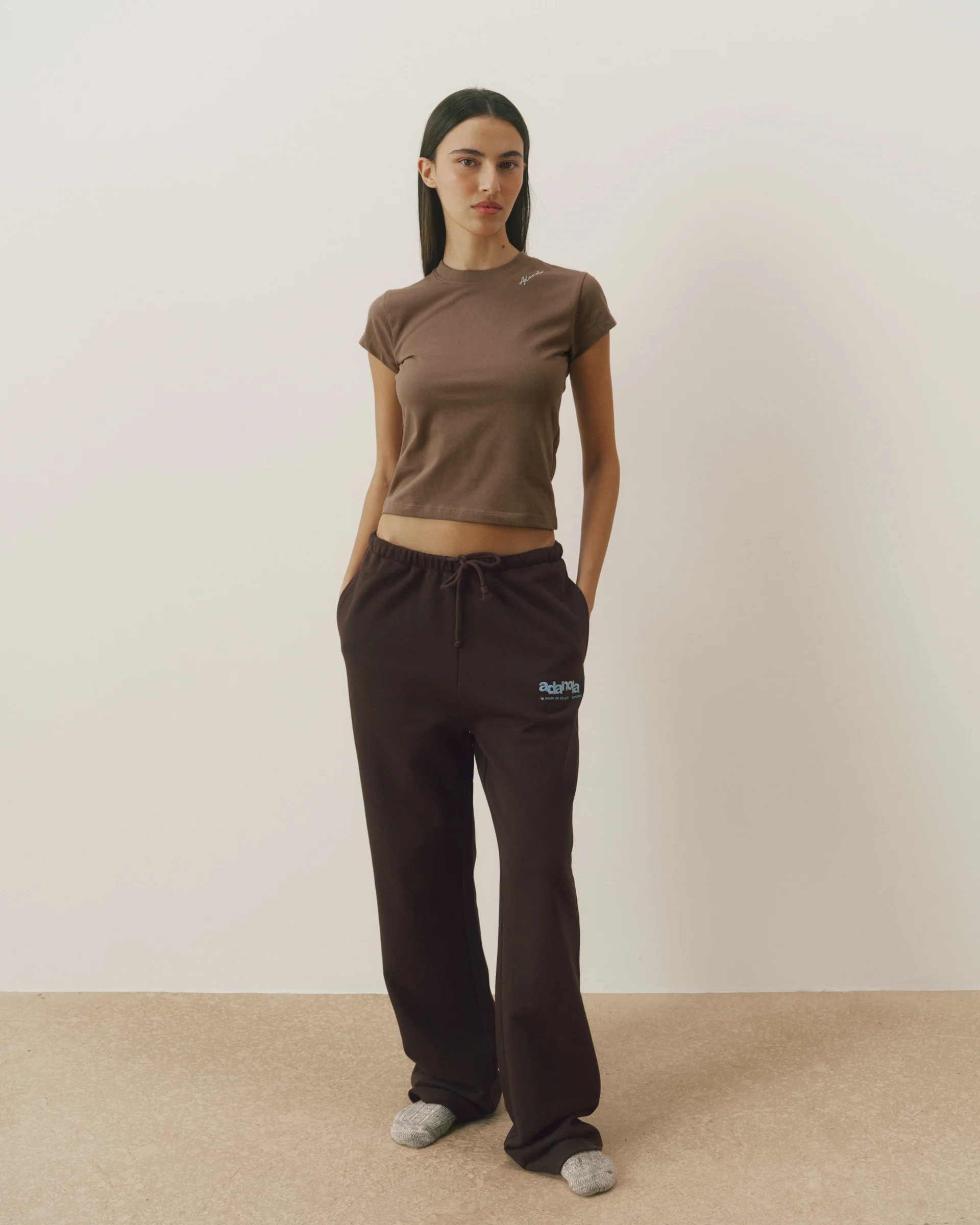 Le Mode De Vie Straight Leg Sweatpants - Coffee Bean/Airy Blue - Image 4
