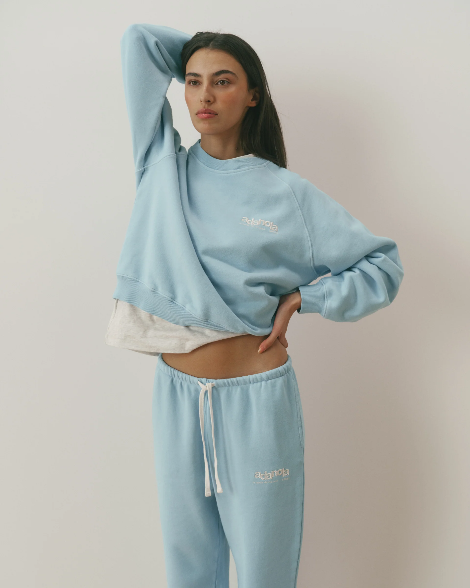 Le Mode De Vie Washed Loose Fit Sweatshirt - Breeze Blue/Marshmallow White - Image 3
